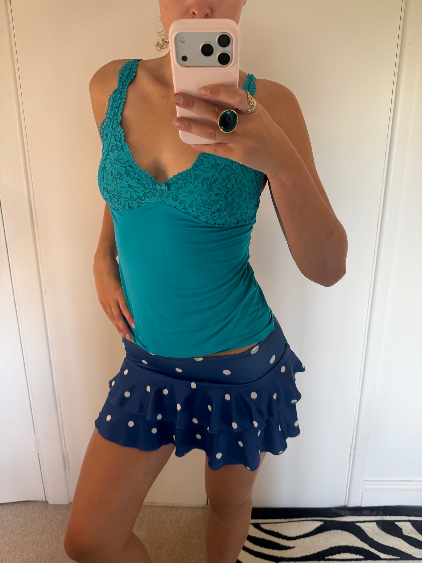 polka mini skirt