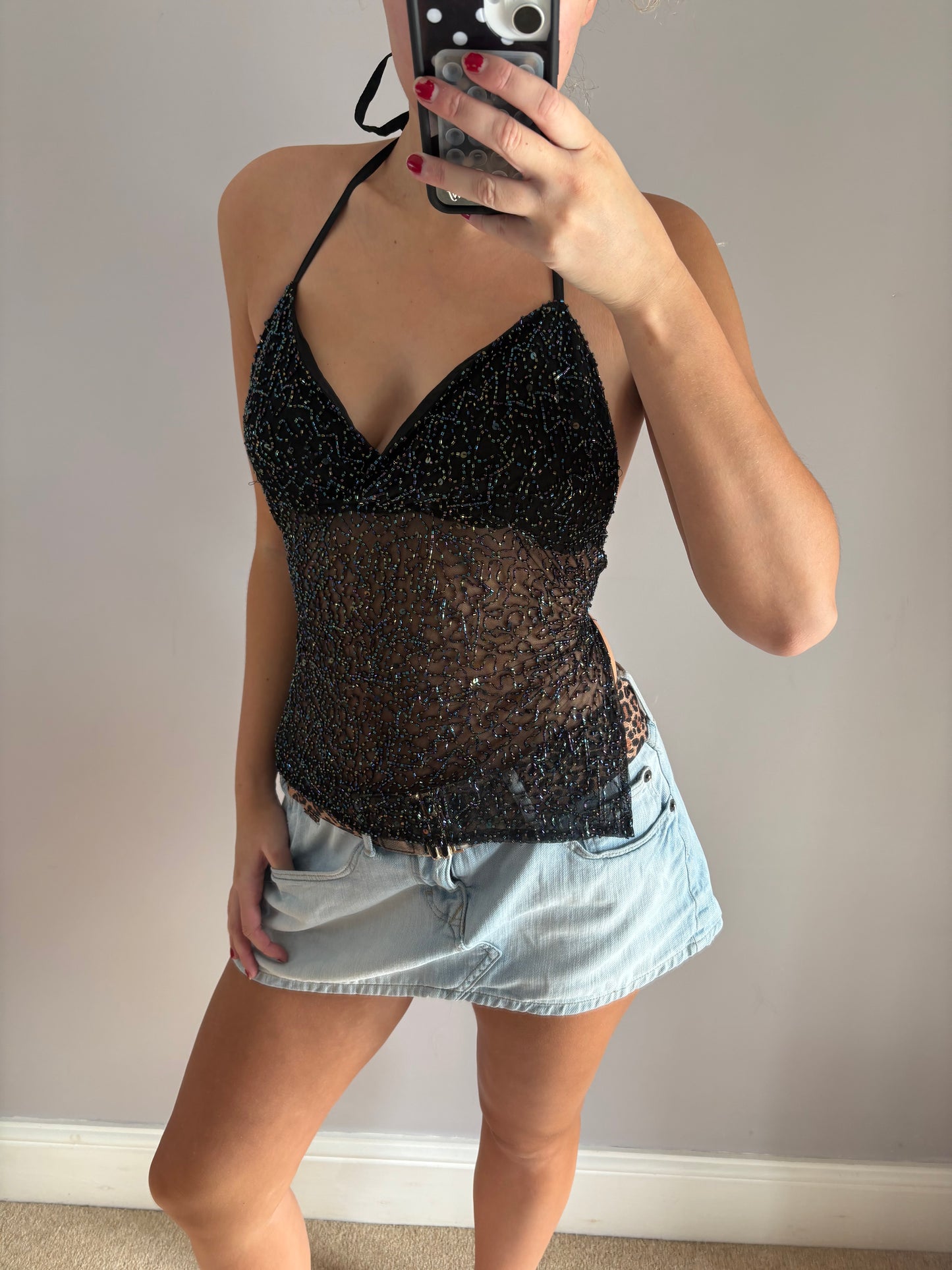 beaded backless cami