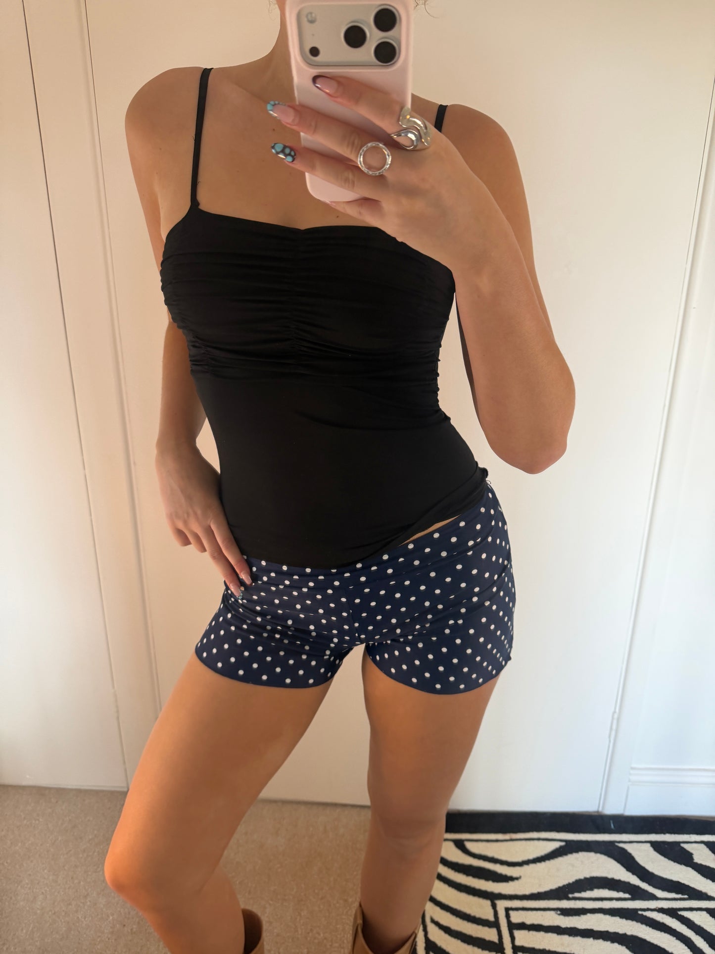 polka mini shorts