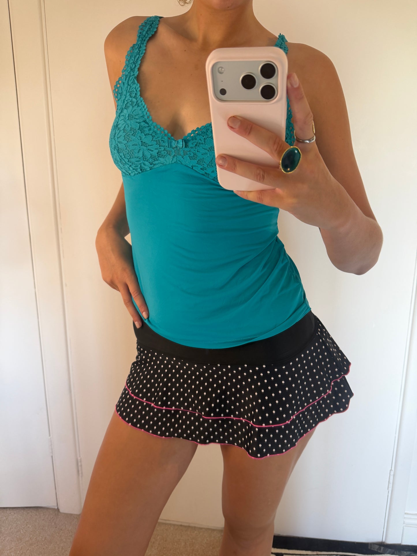 polka dot mini skirt