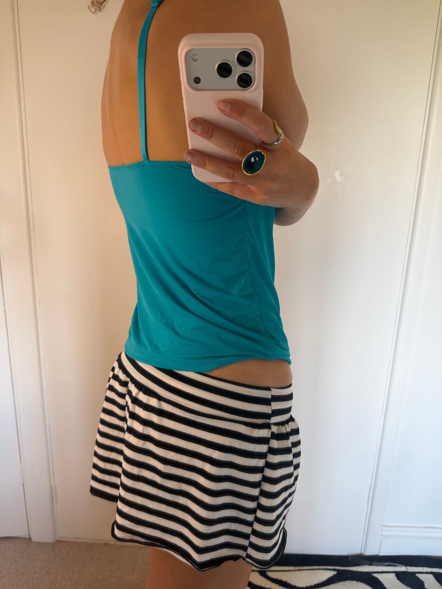 striped mini skirt