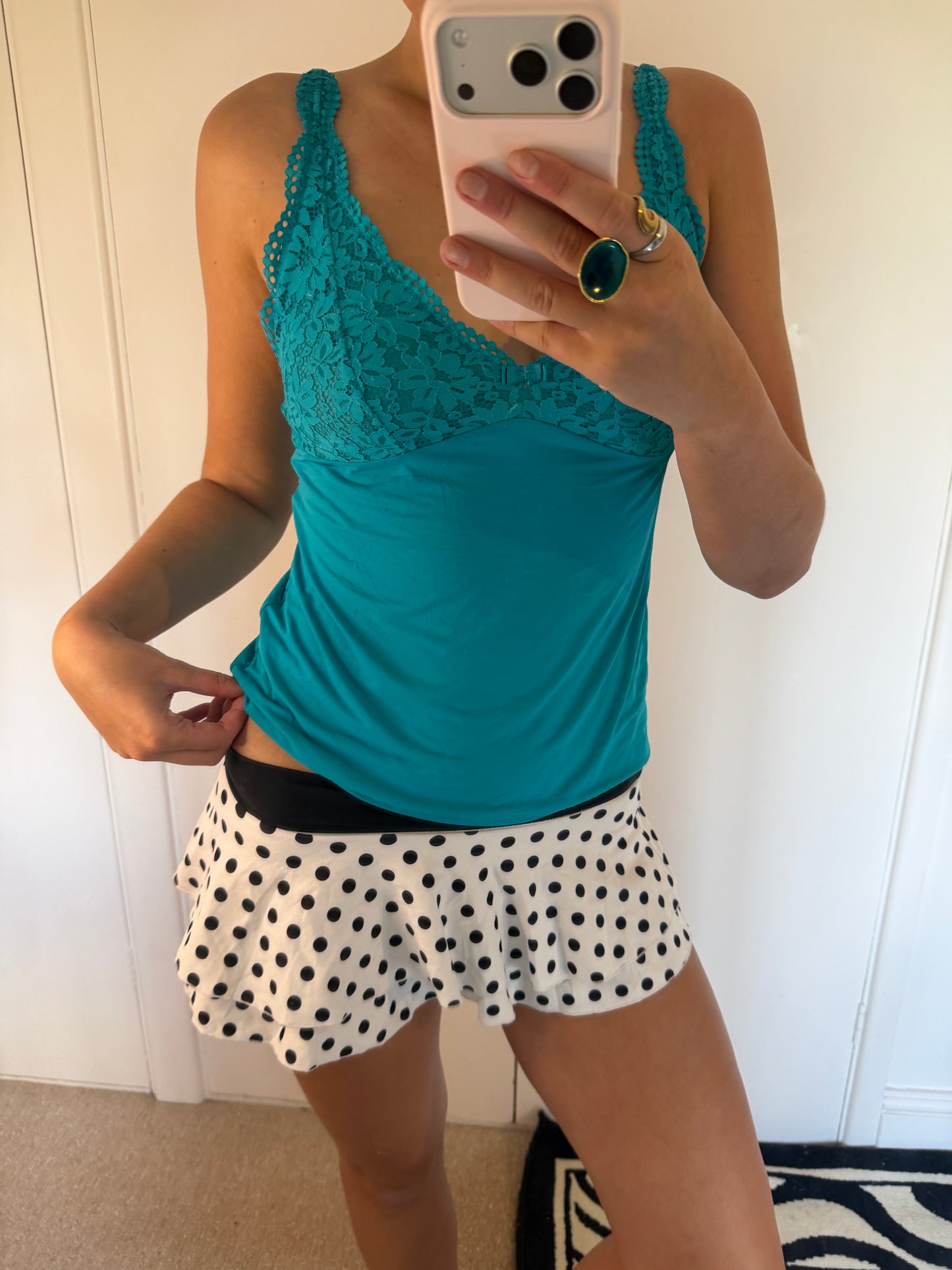 polka mini skirt