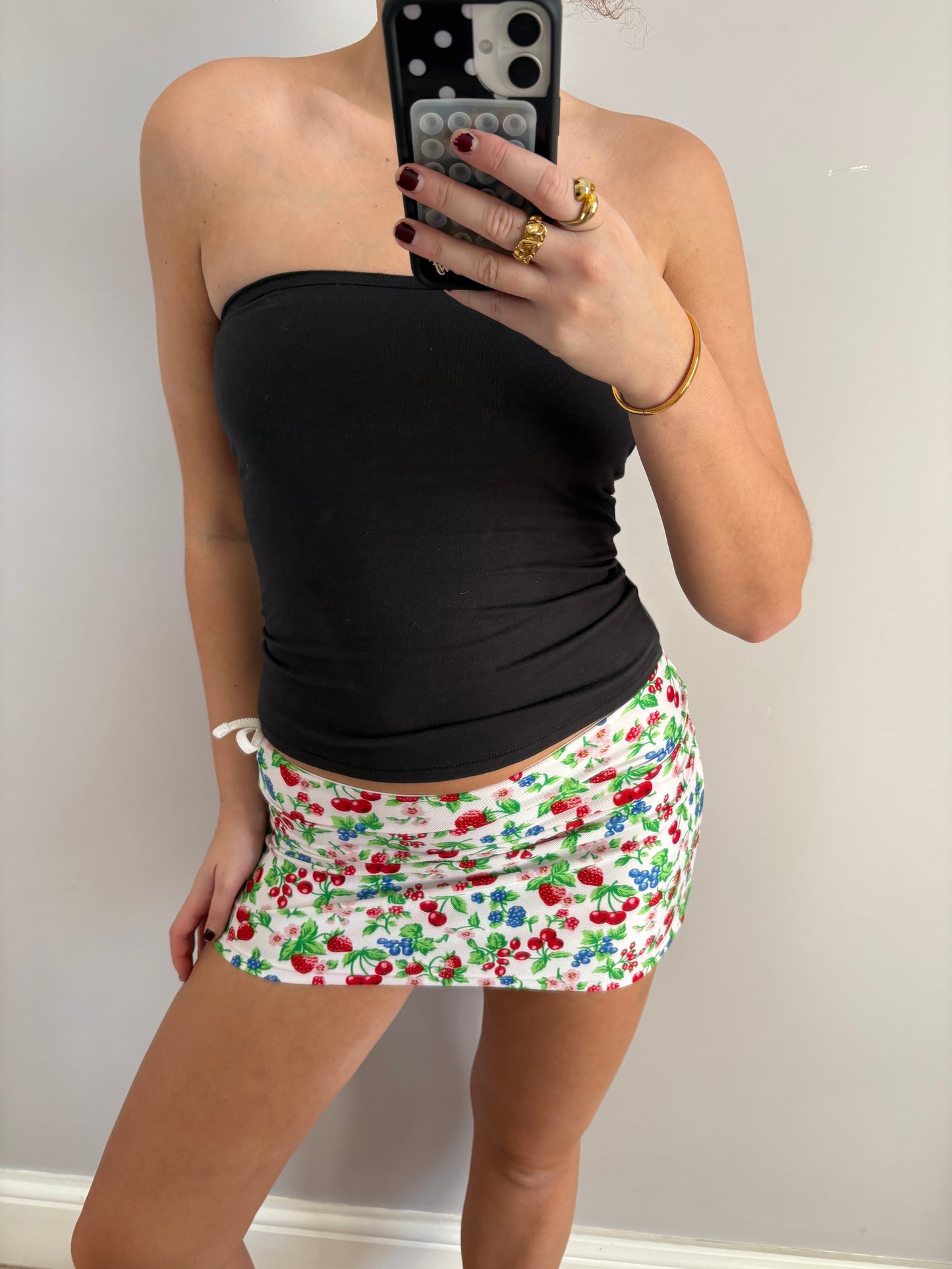 cherry mini skirt