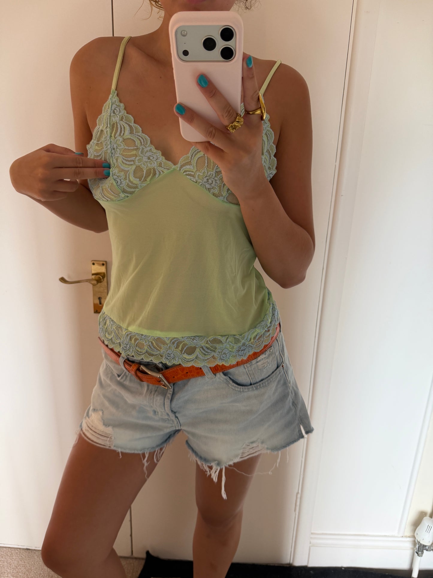 green laced cami
