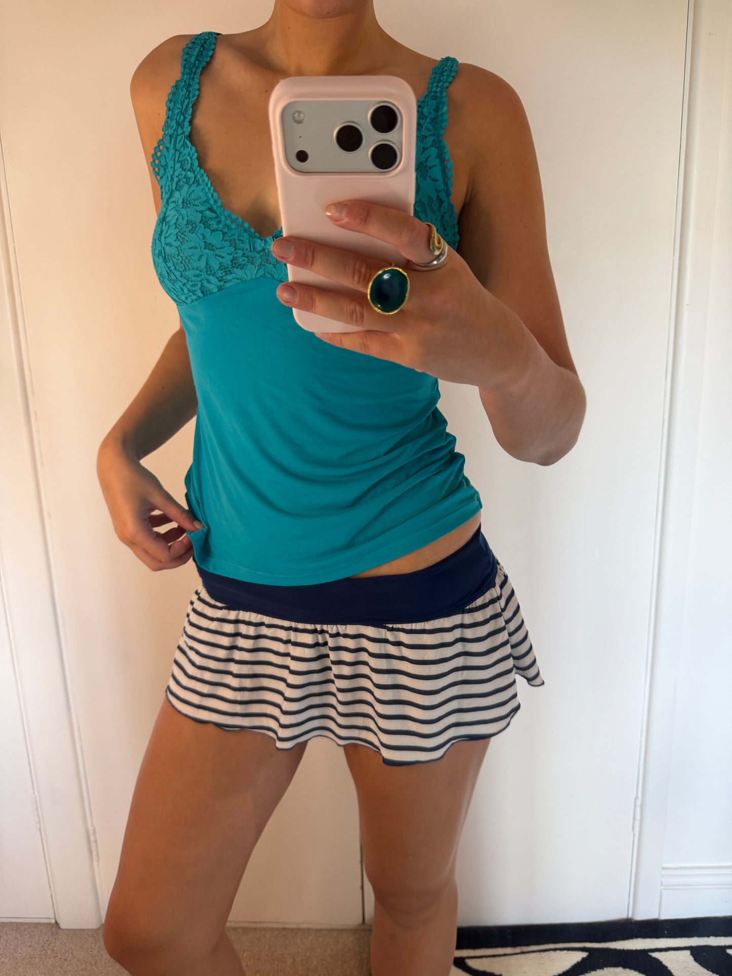 striped mini skort