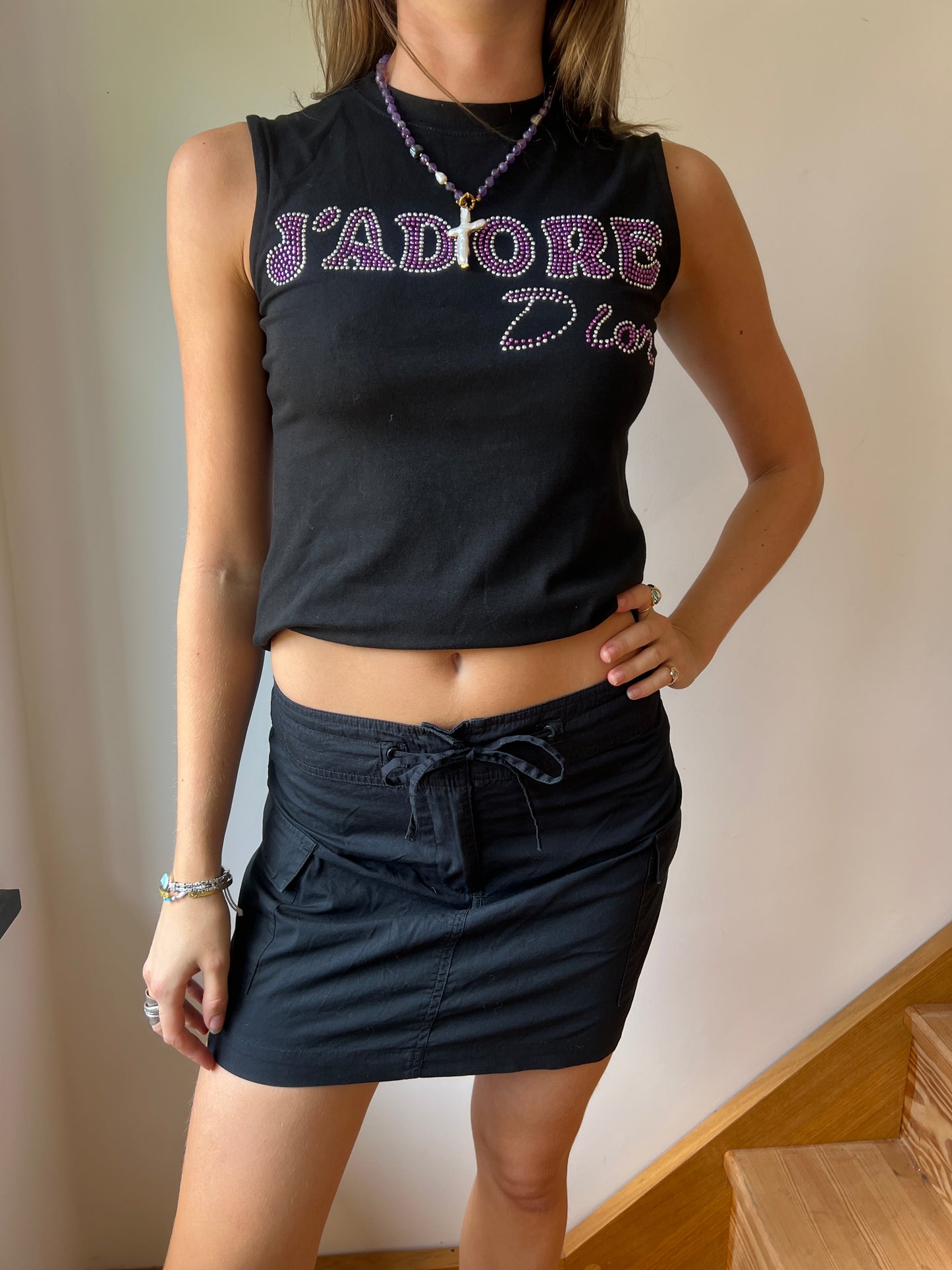 Black Cargo Mini Skirt