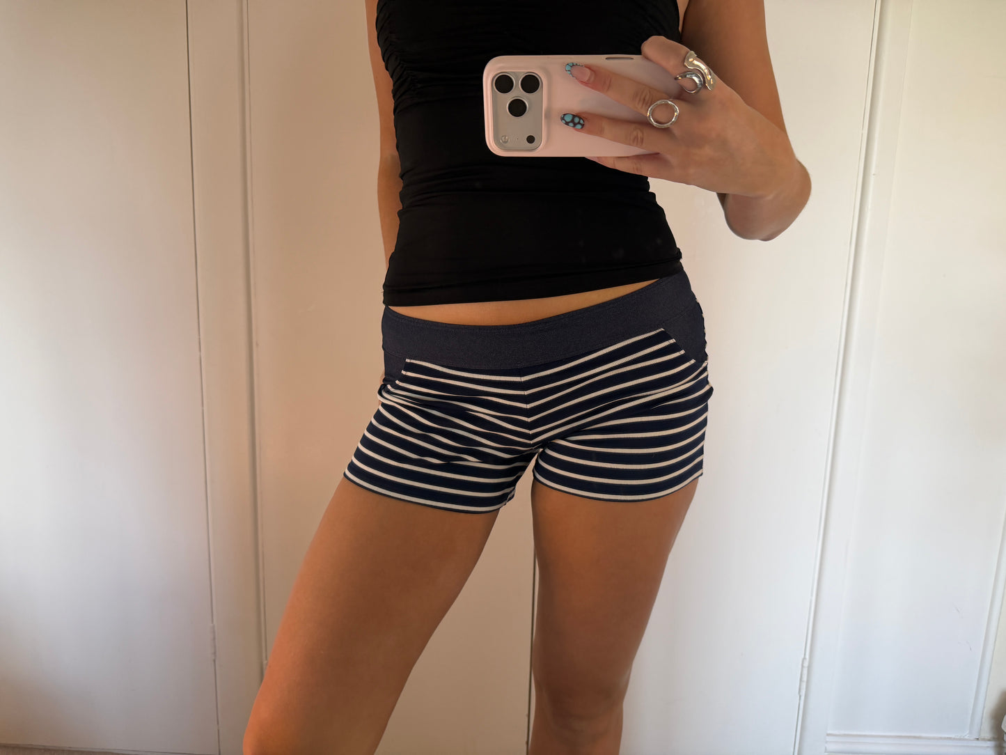 striped mini shorts