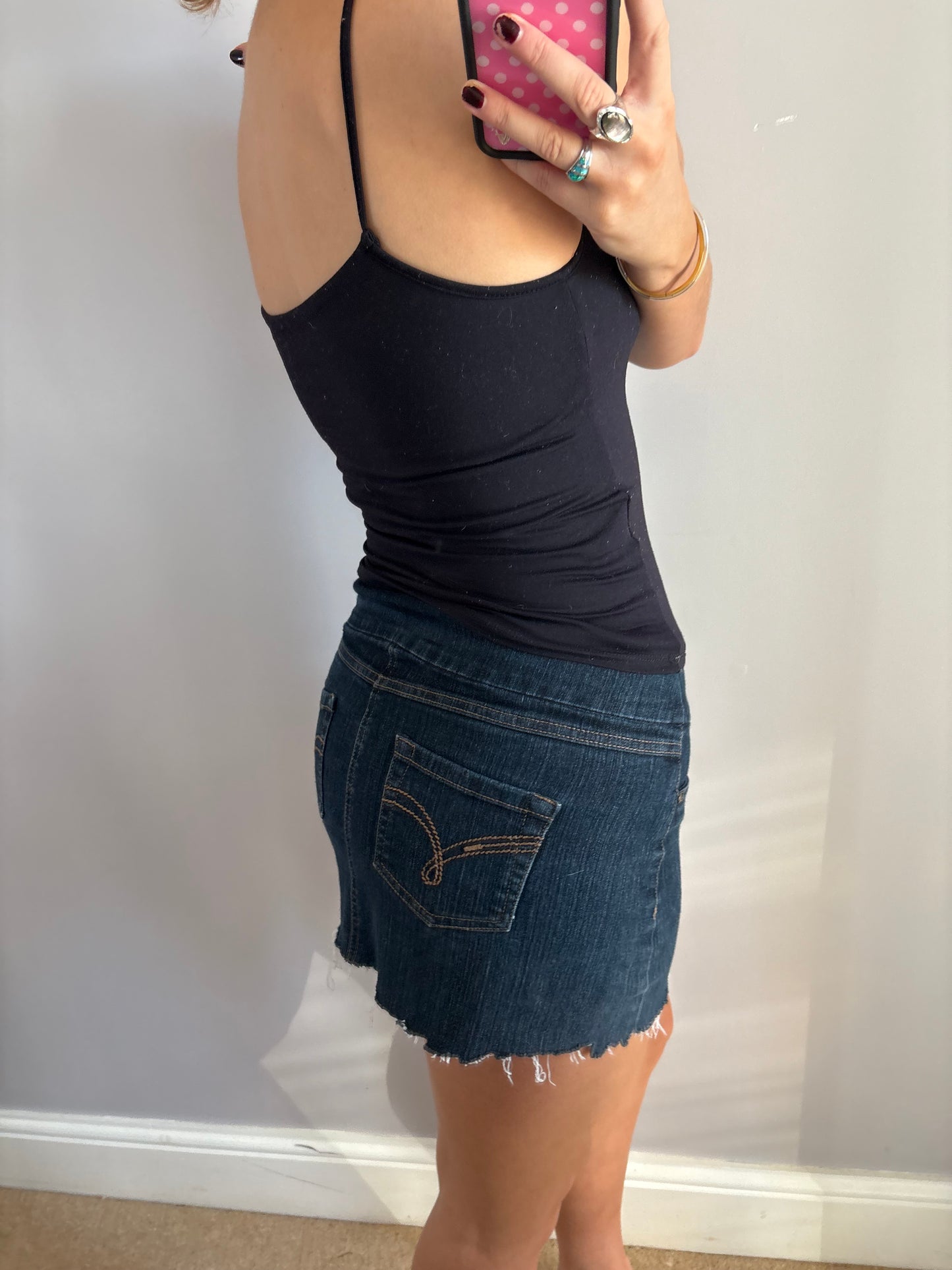 denim mini skirt