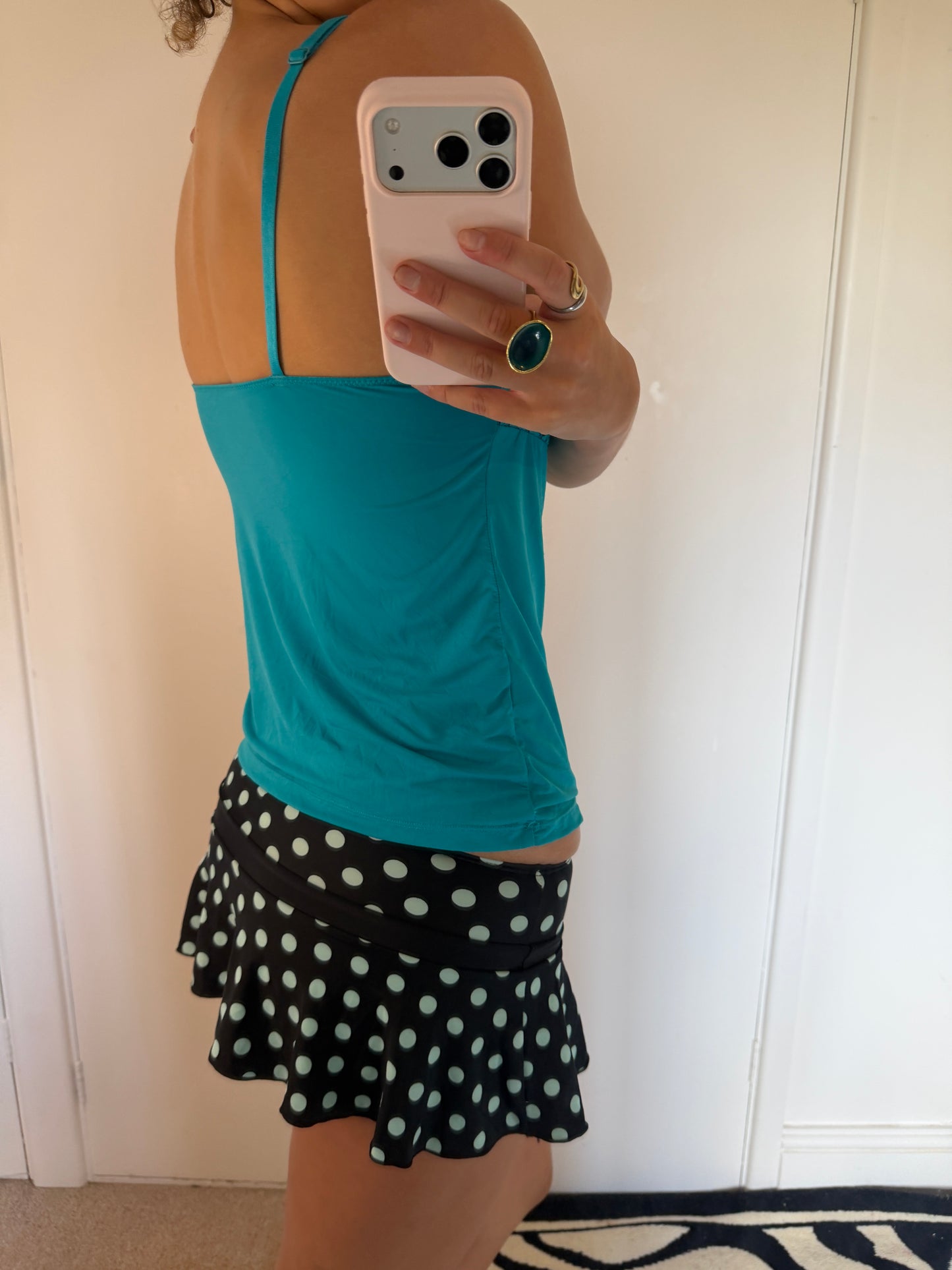 polka dot mini skirt