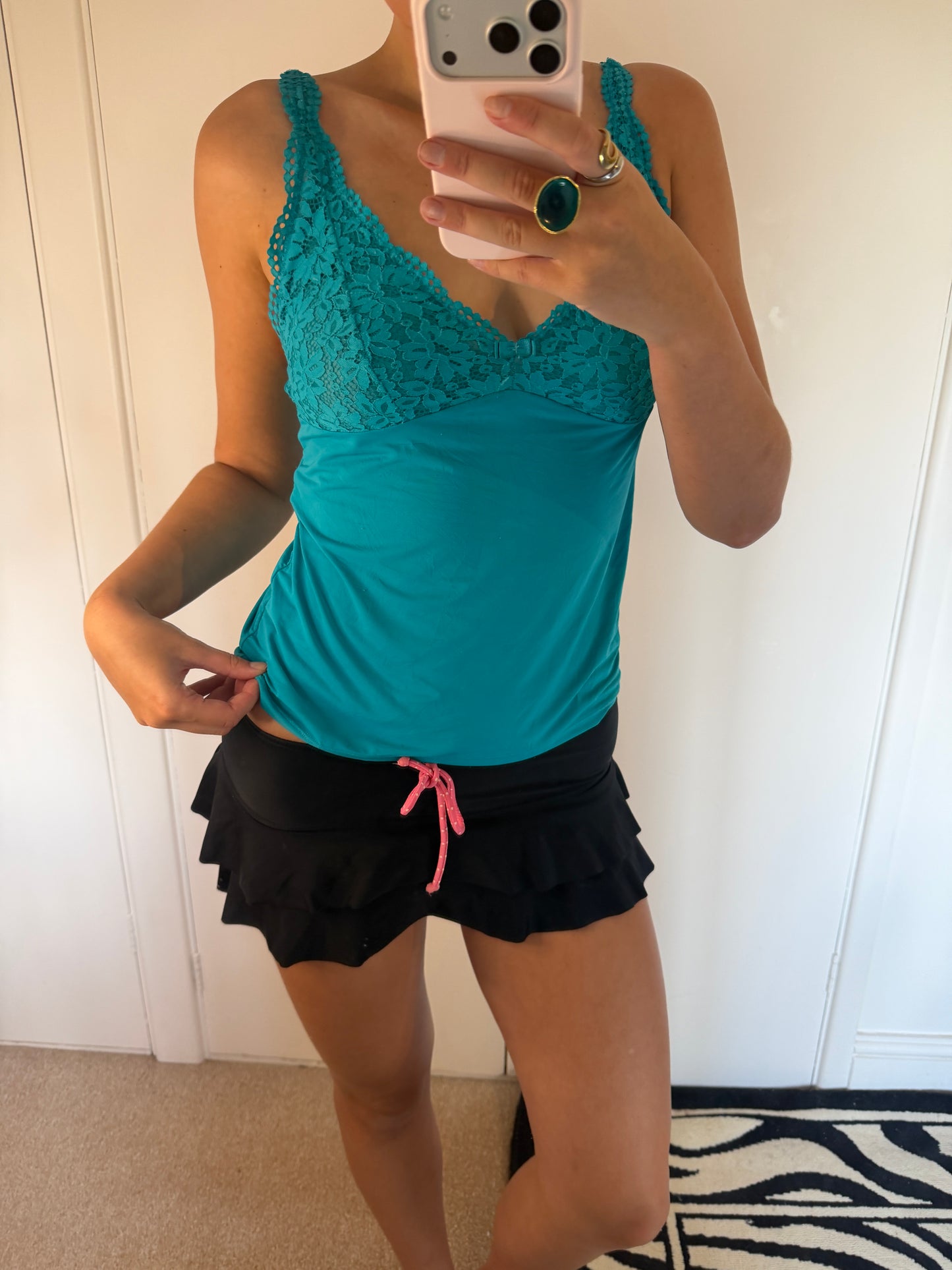 black mini skirt