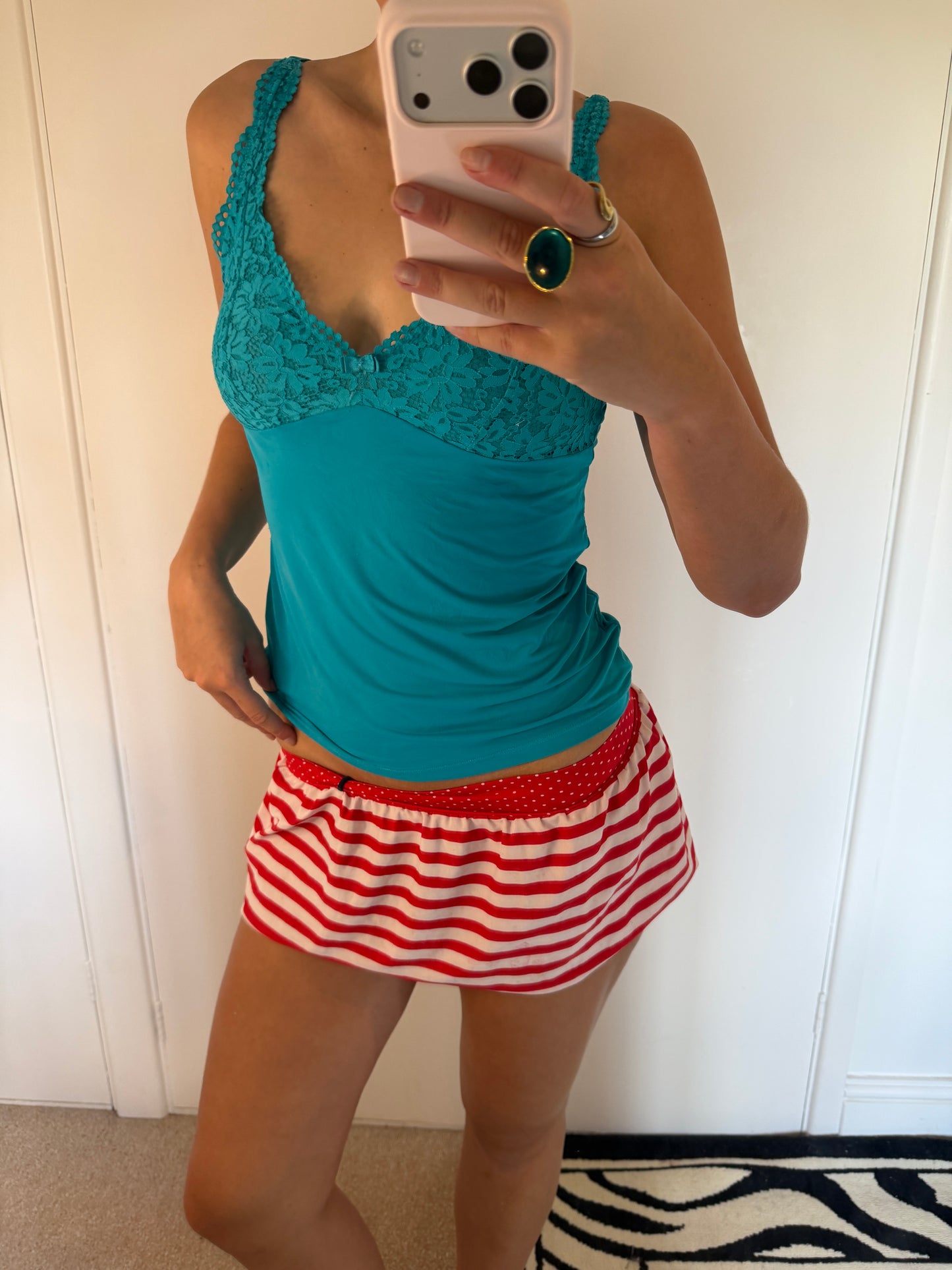striped mini skirt