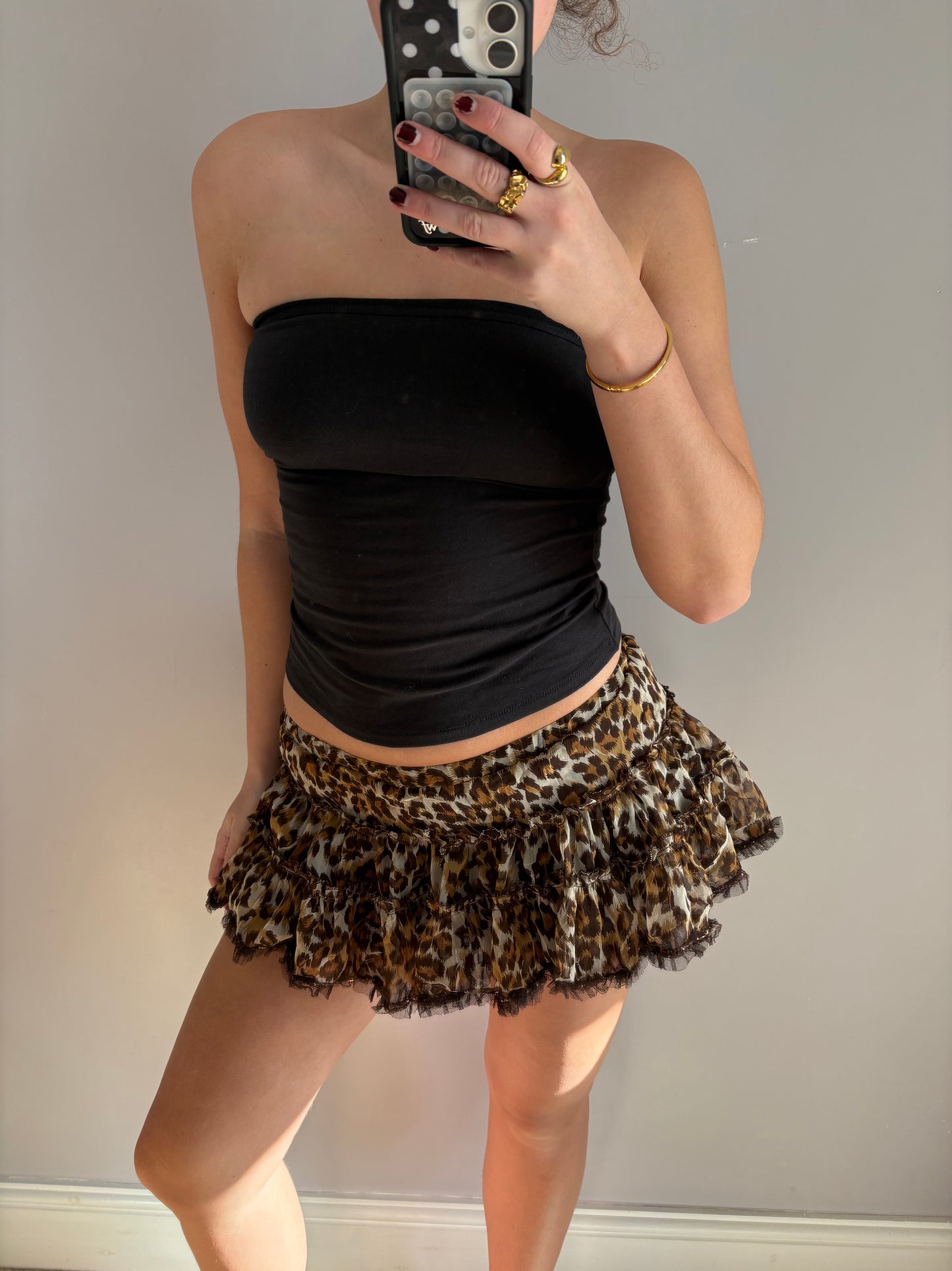 leopard mini skirt