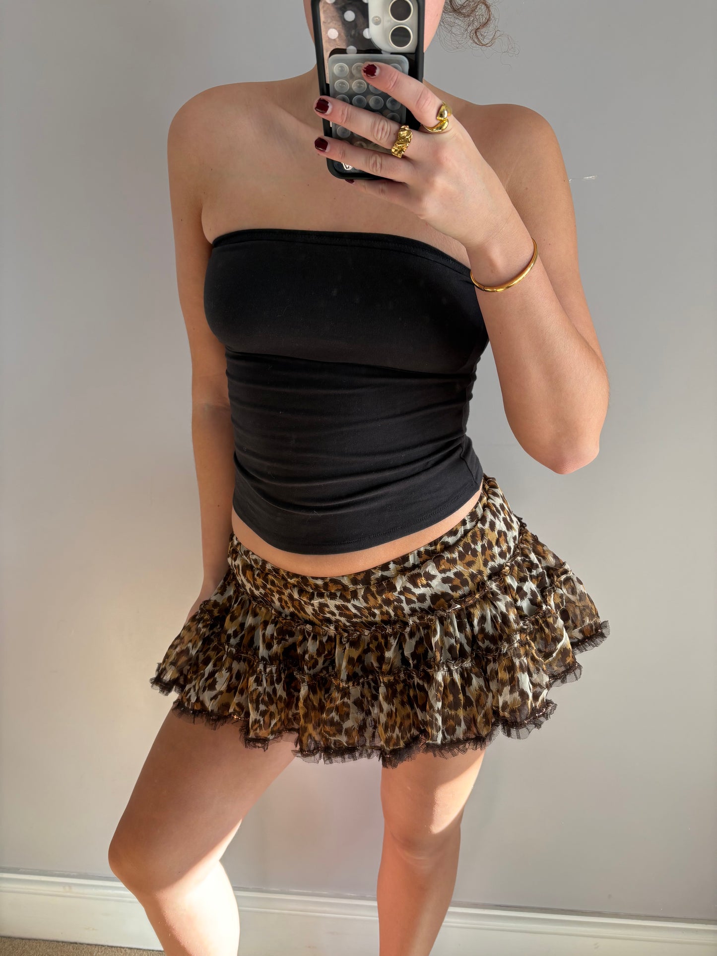 leopard mini skirt