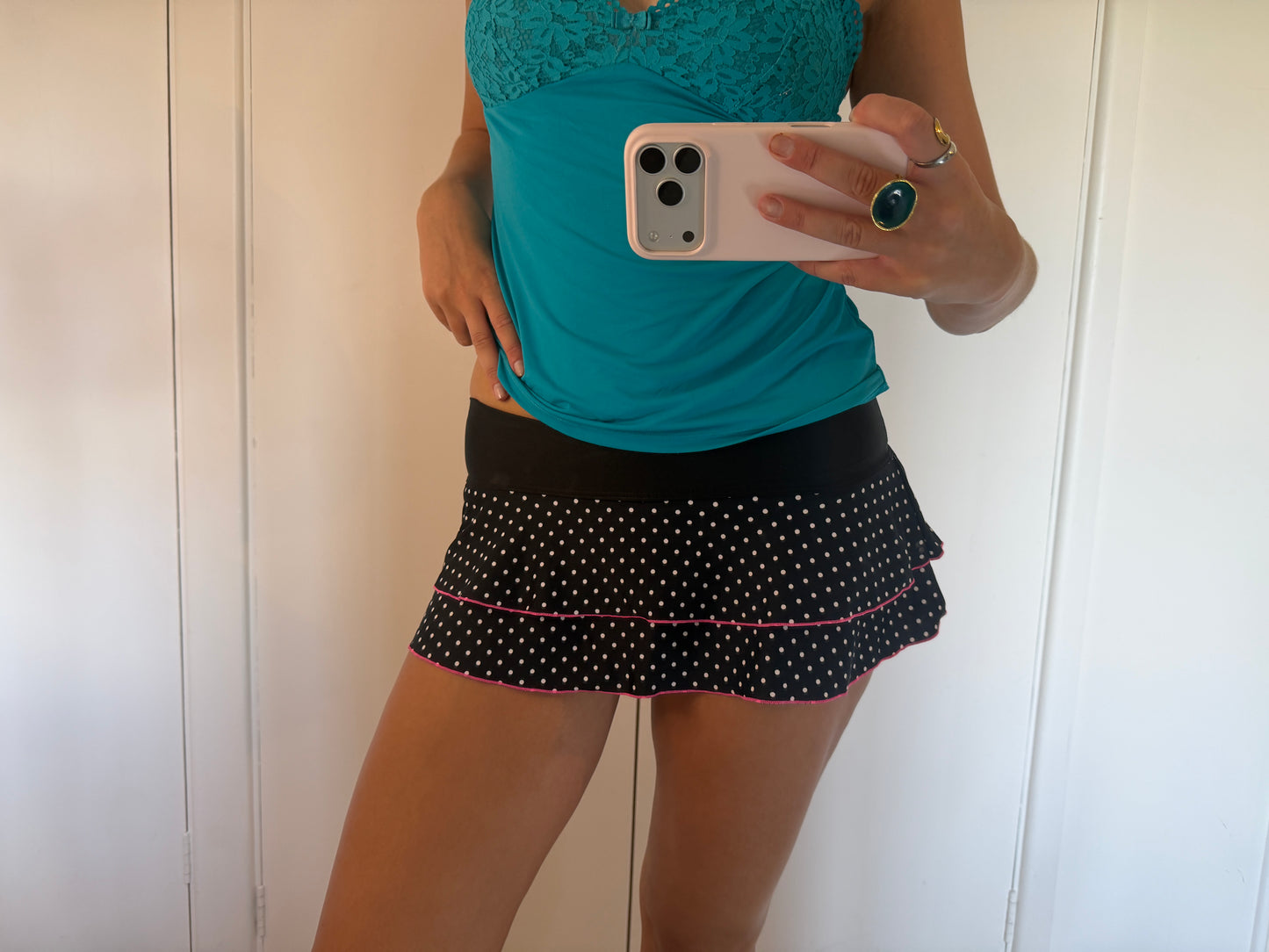polka dot mini skirt