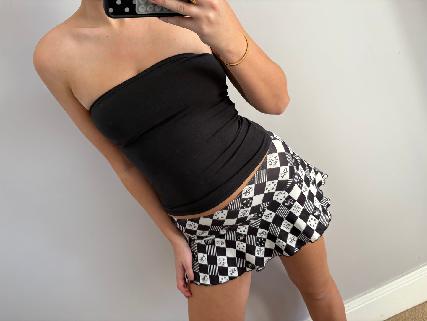 checkered mini skirt