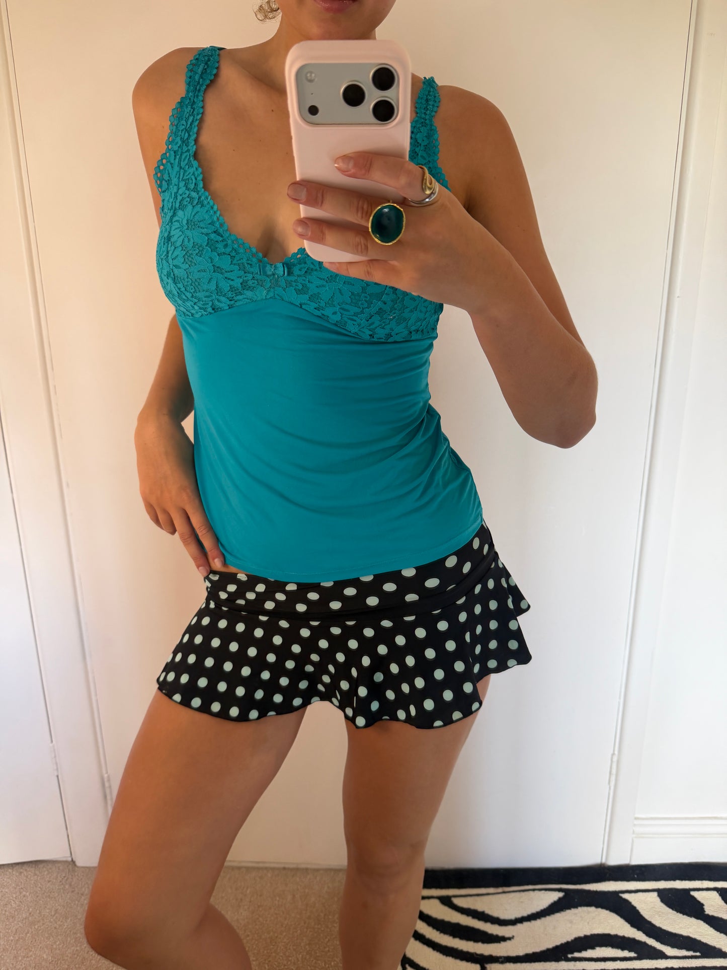 polka dot mini skirt