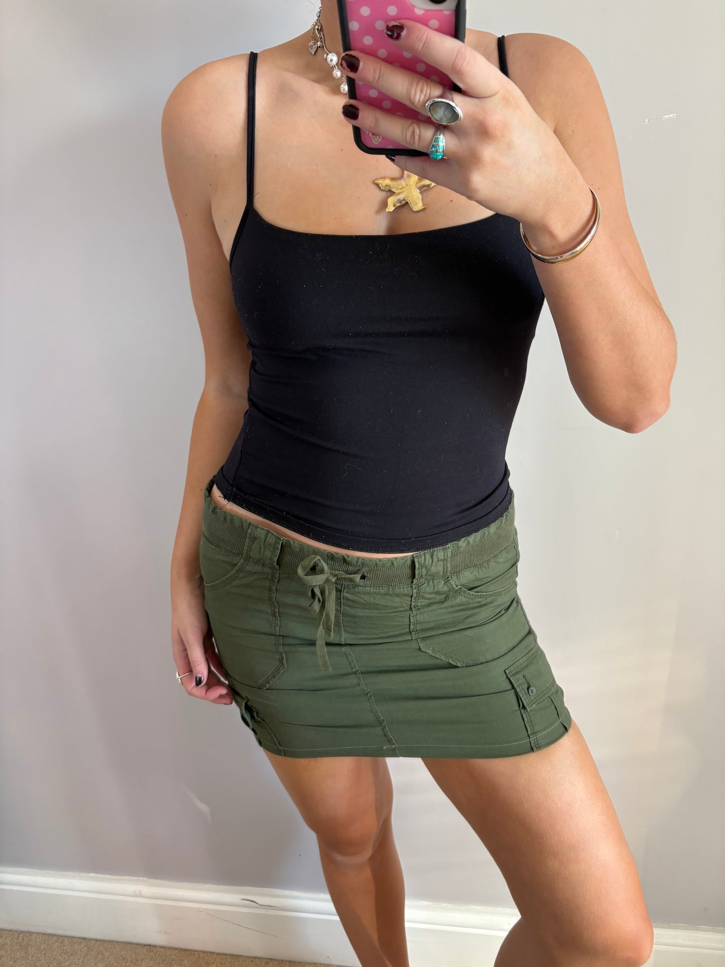 khaki mini skirt