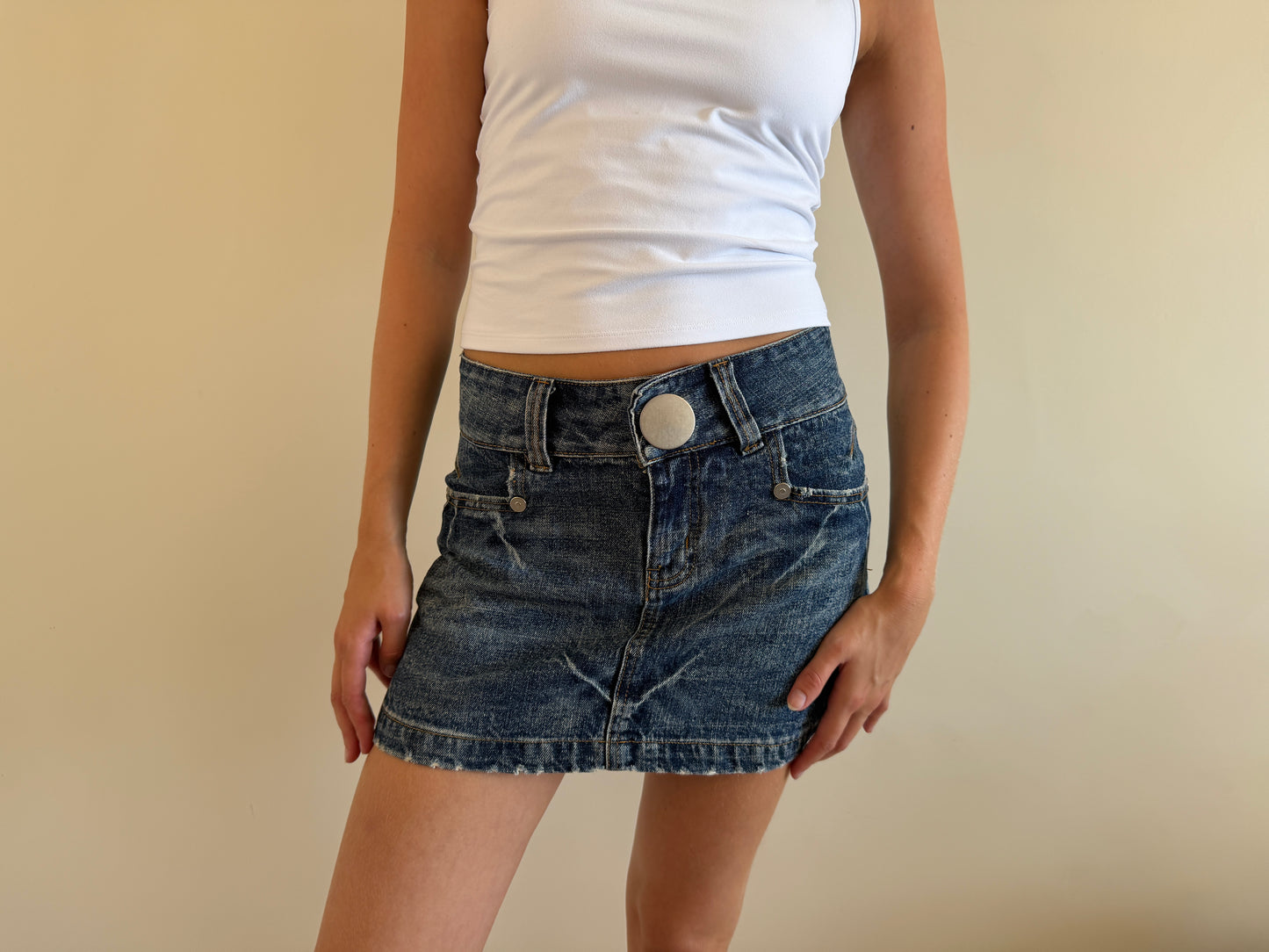 denim mini skirt