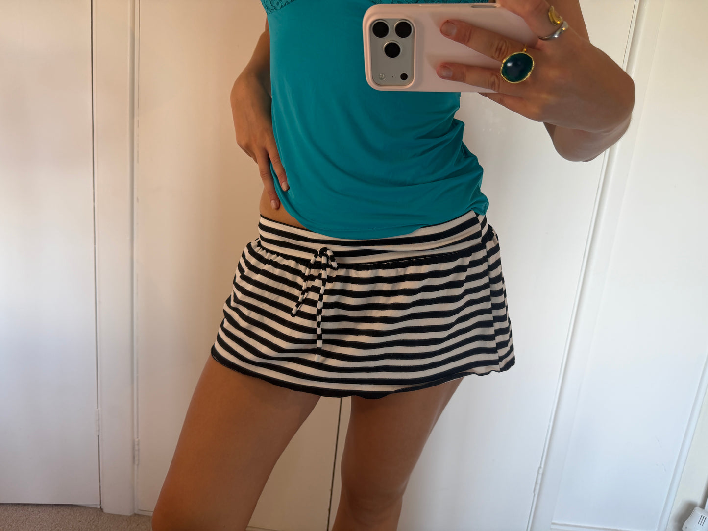 striped mini skirt