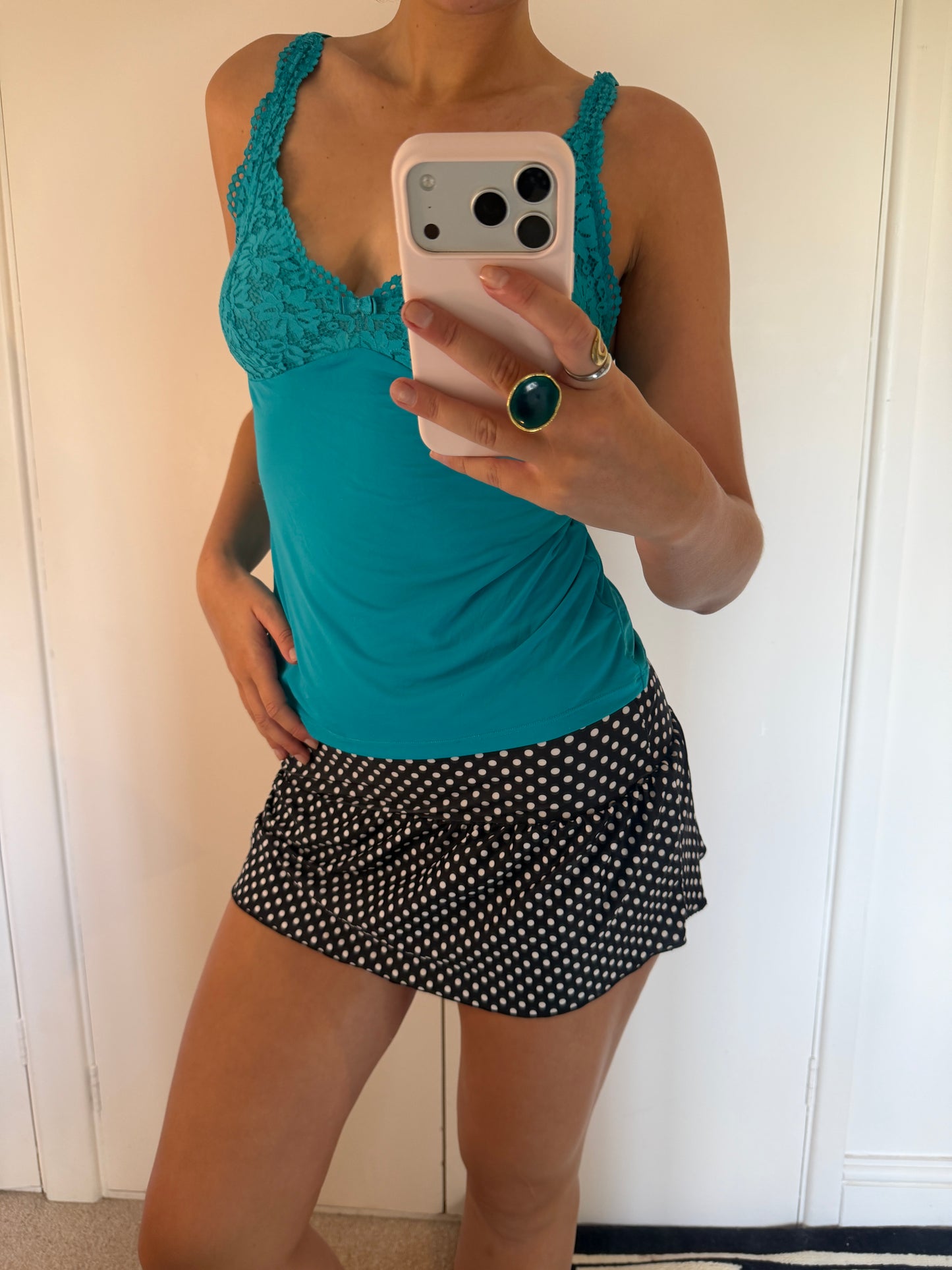 polka mini skirt