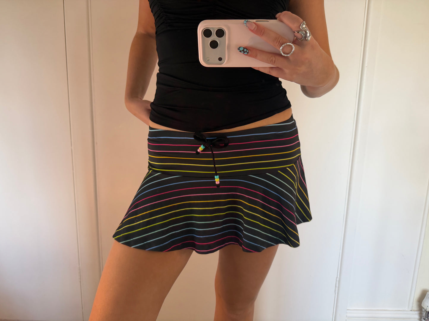 striped mini skirt