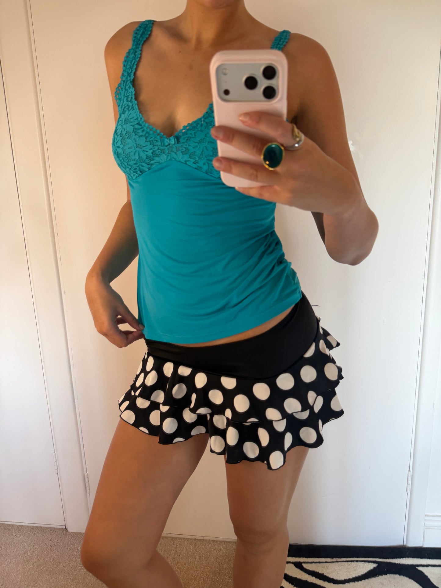 polka mini skirt