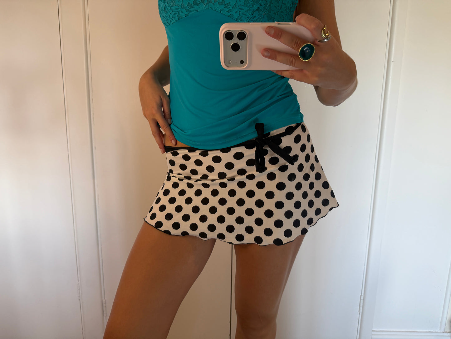 polka mini skirt