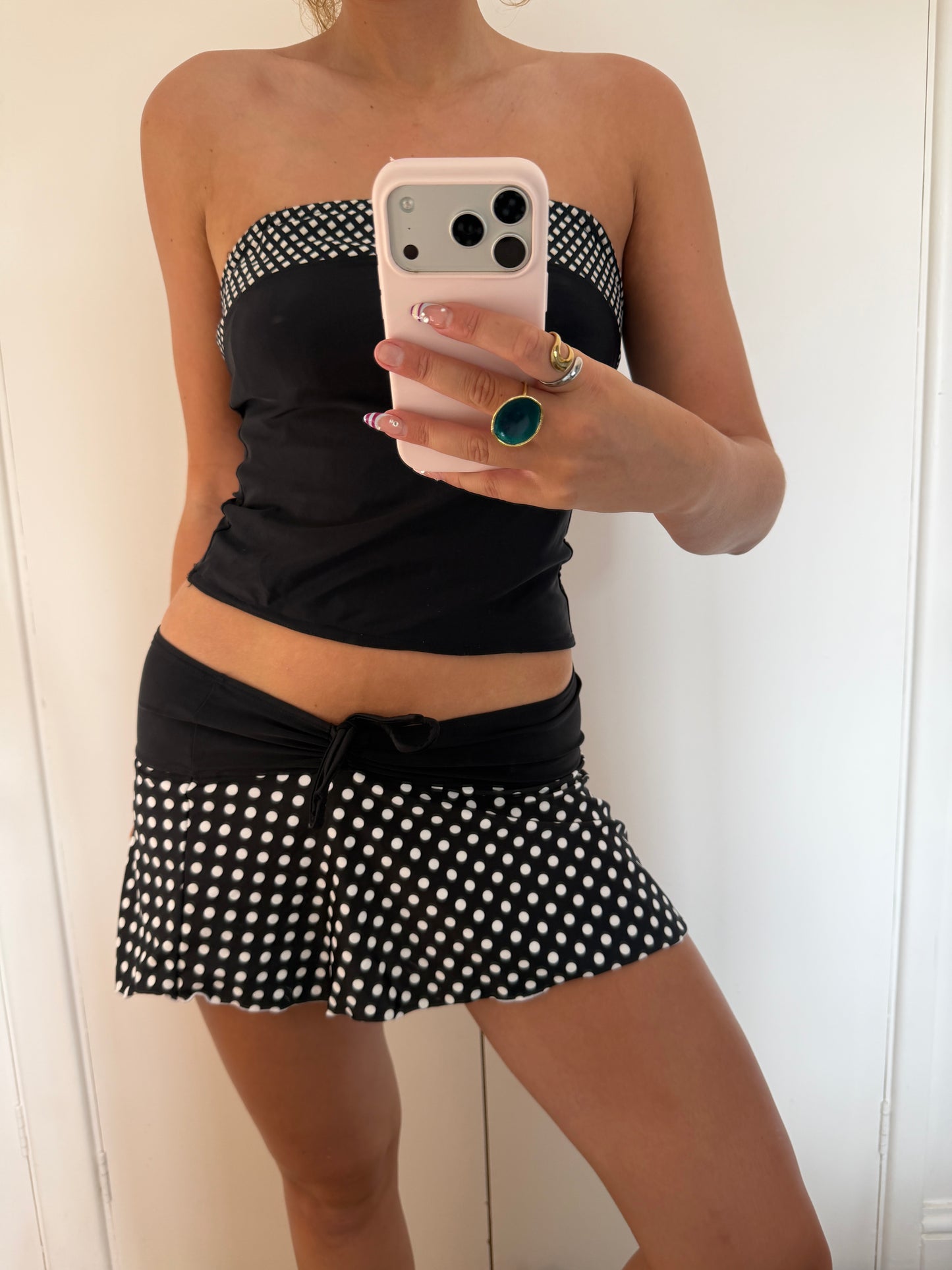 polka mini skirt