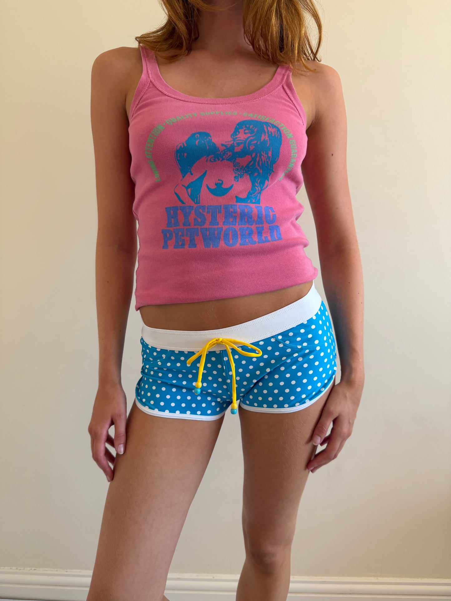 polka dot mini swim shorts