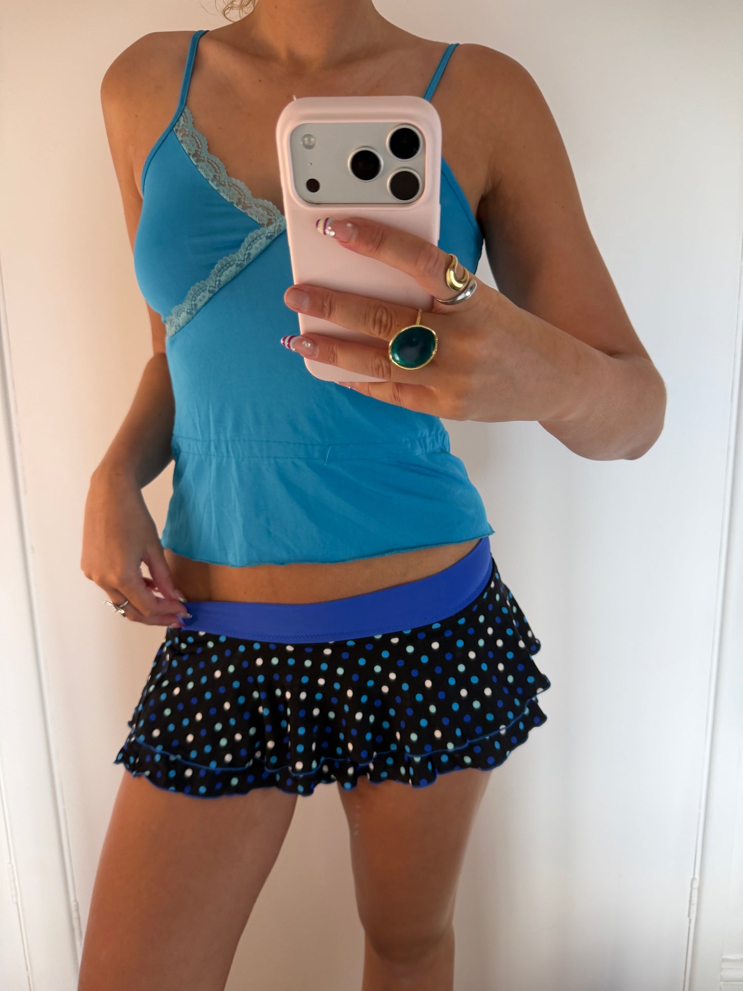 polka micro mini skirt