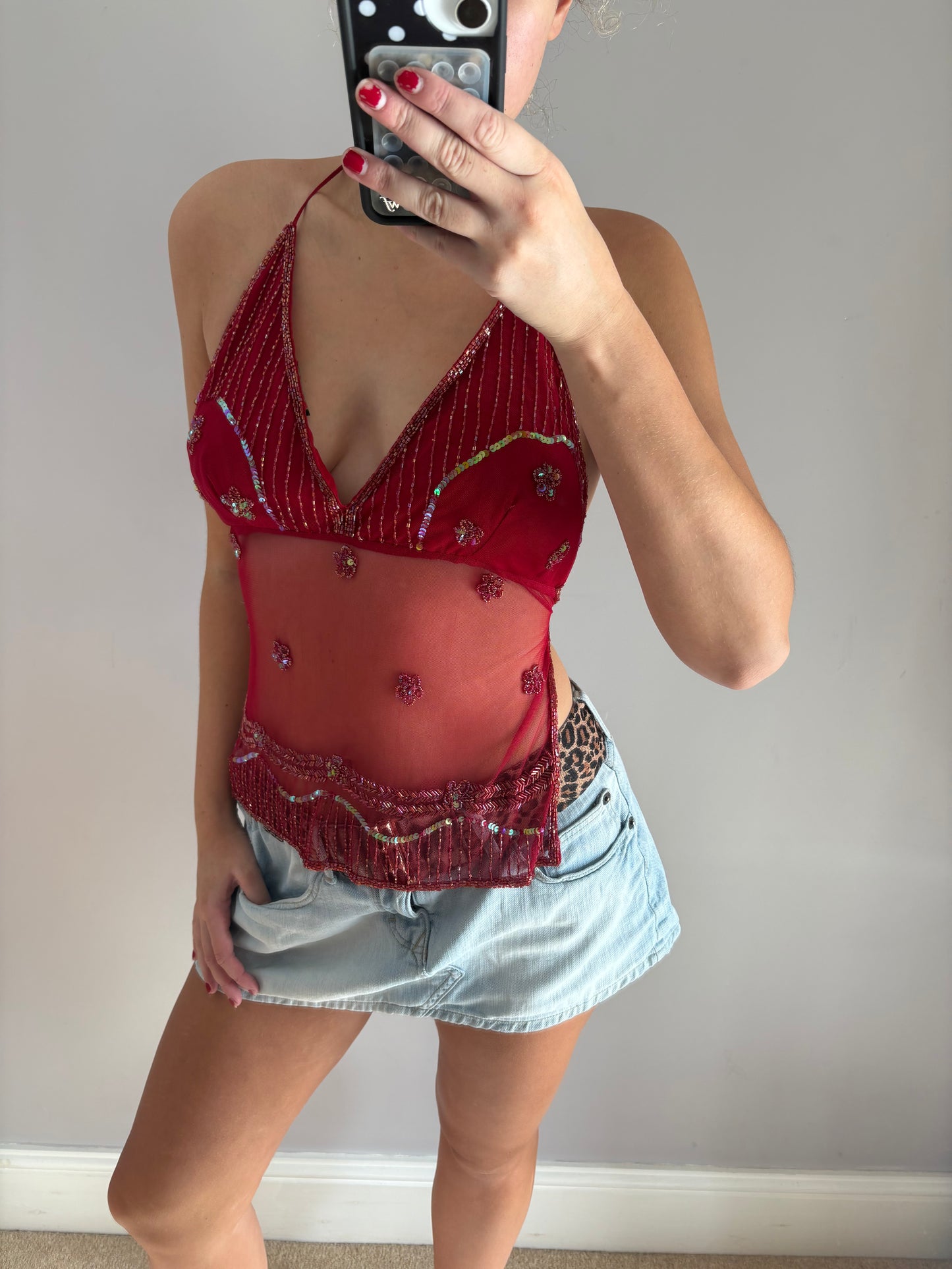 beaded backless cami