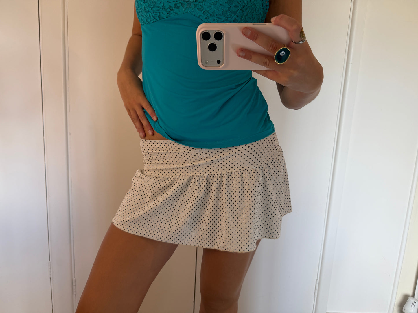 polka dot mini skirt