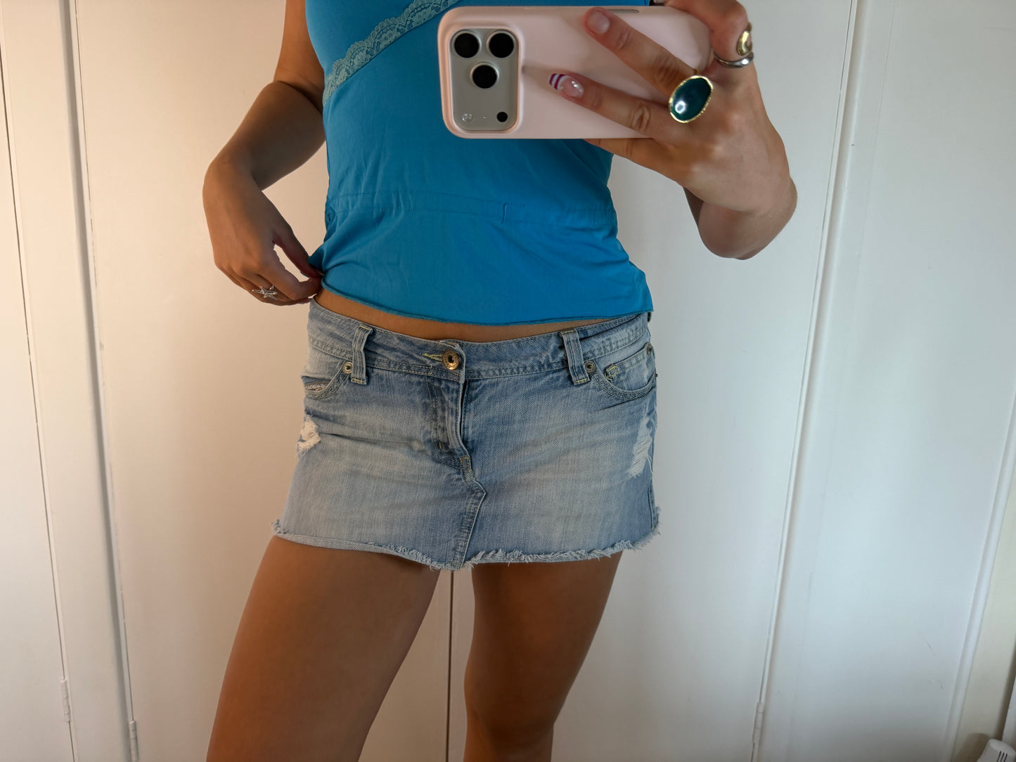 denim mini skirt