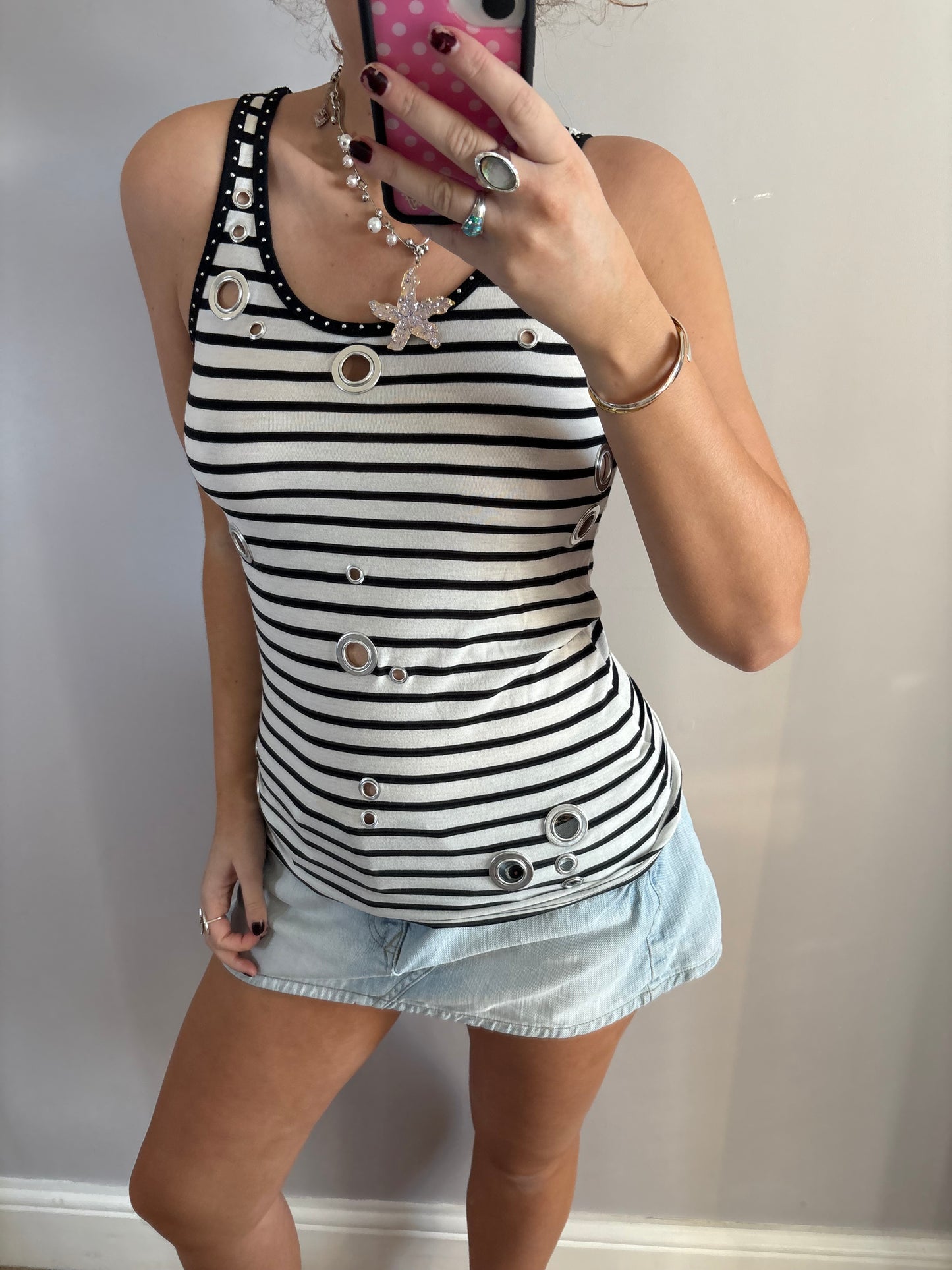 striped grommet top