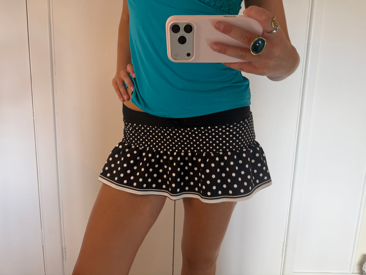 polka dot mini skirt