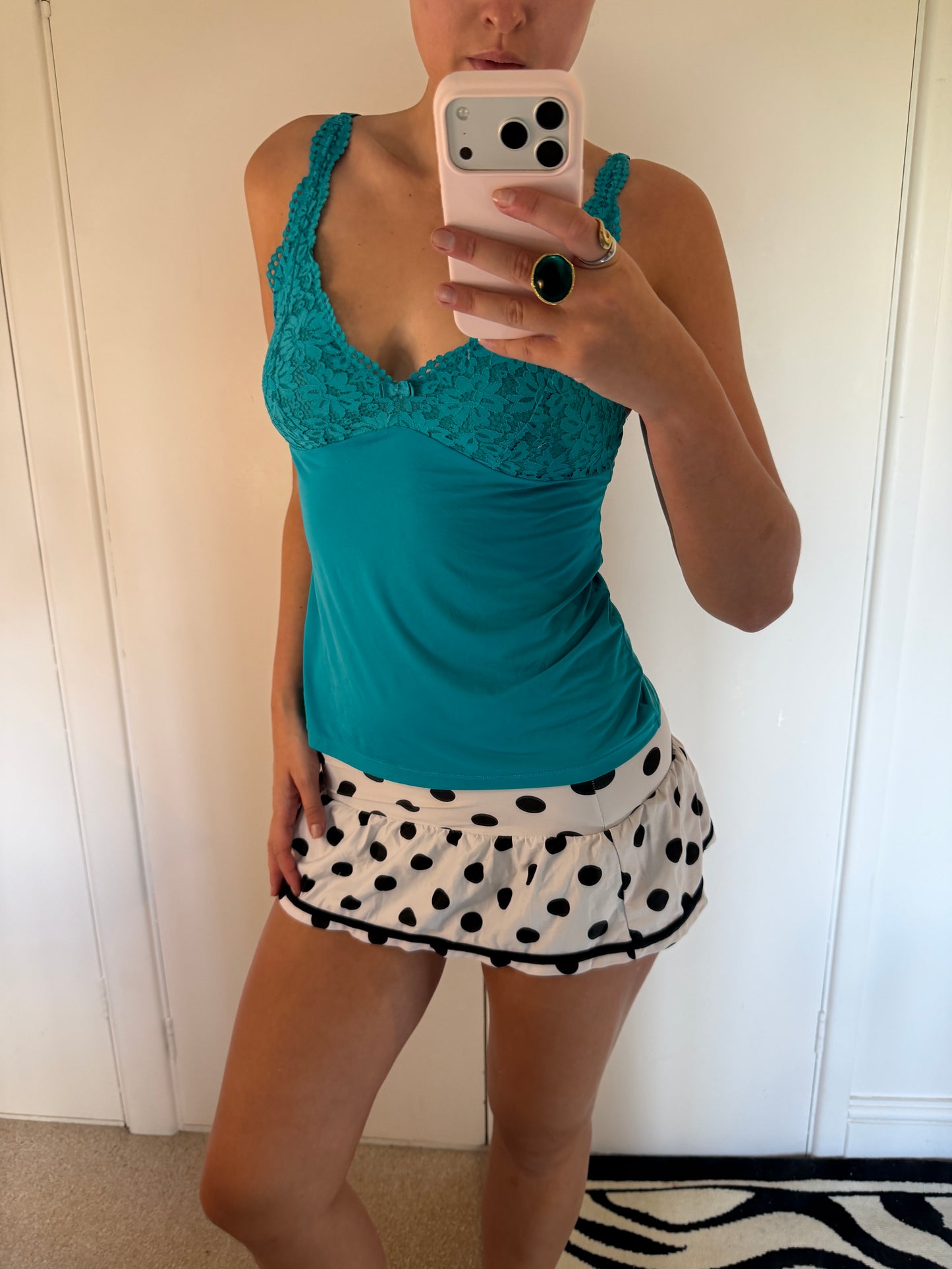 polka mini skirt