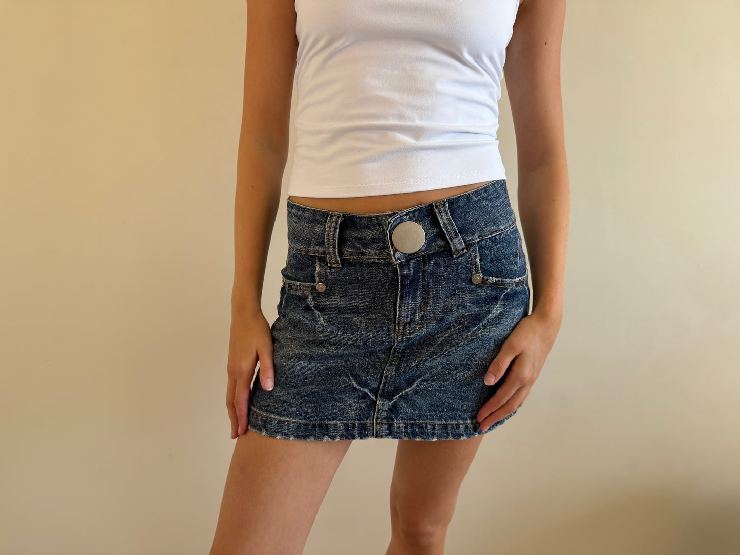 denim mini skirt