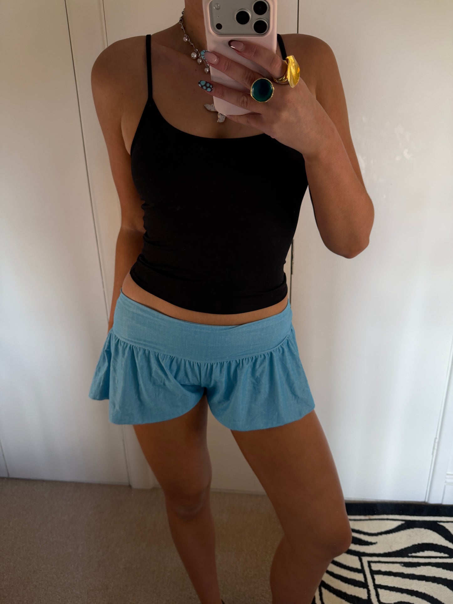 blue mini shorts