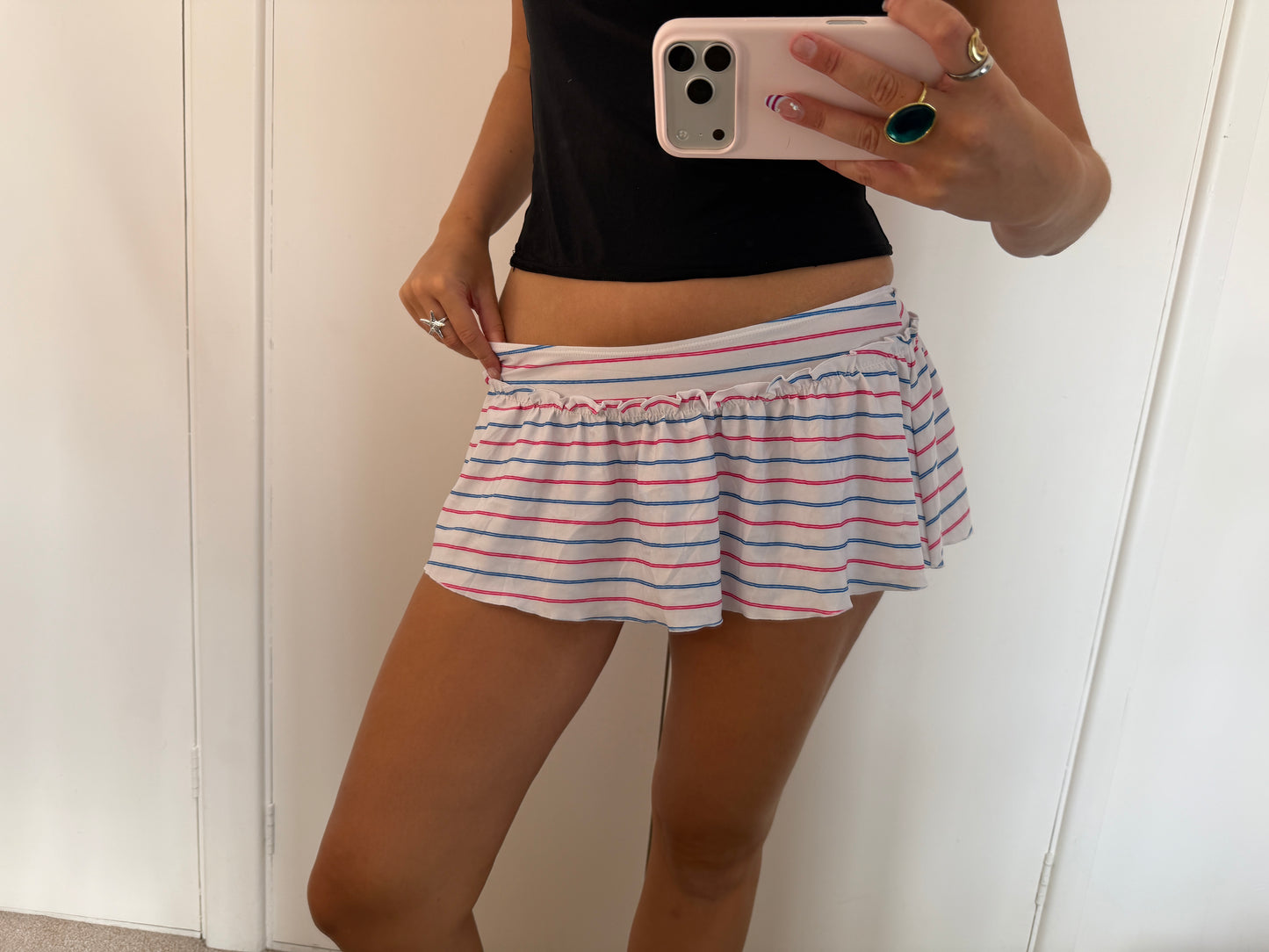 striped mini skirt