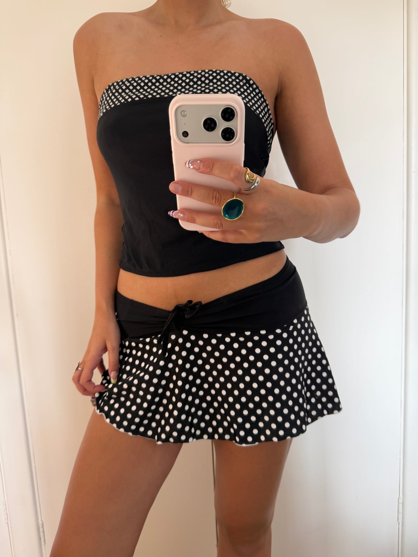 polka mini skirt