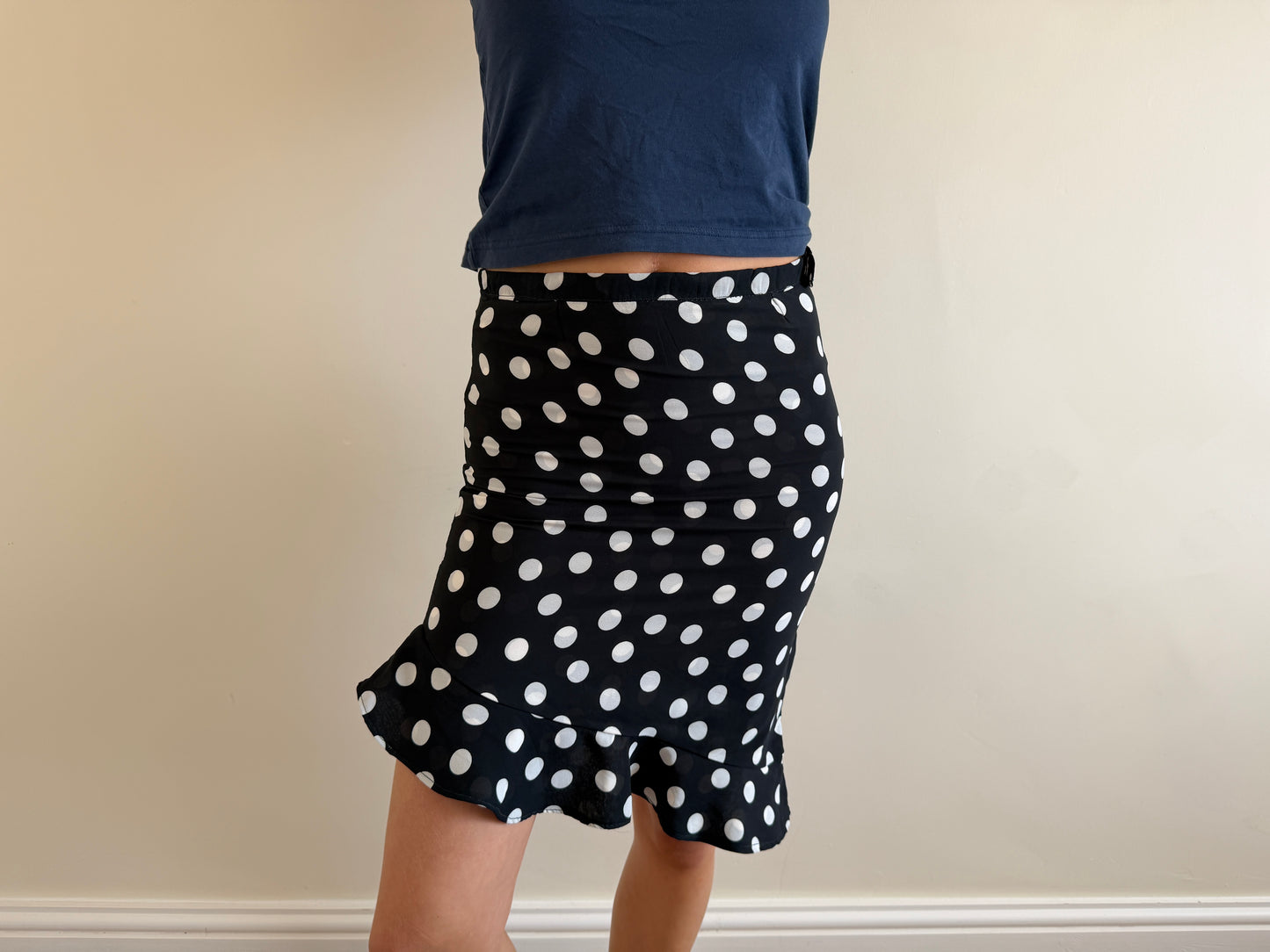 polka midi skirt