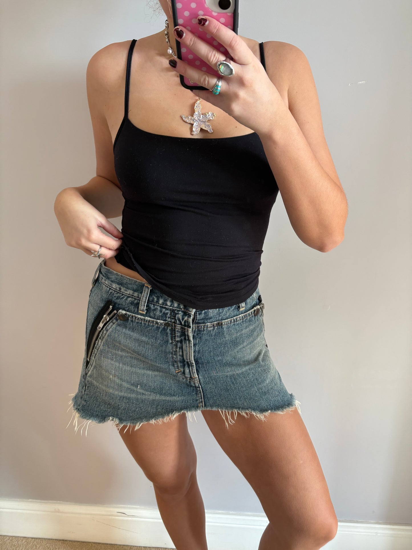 denim mini skirt