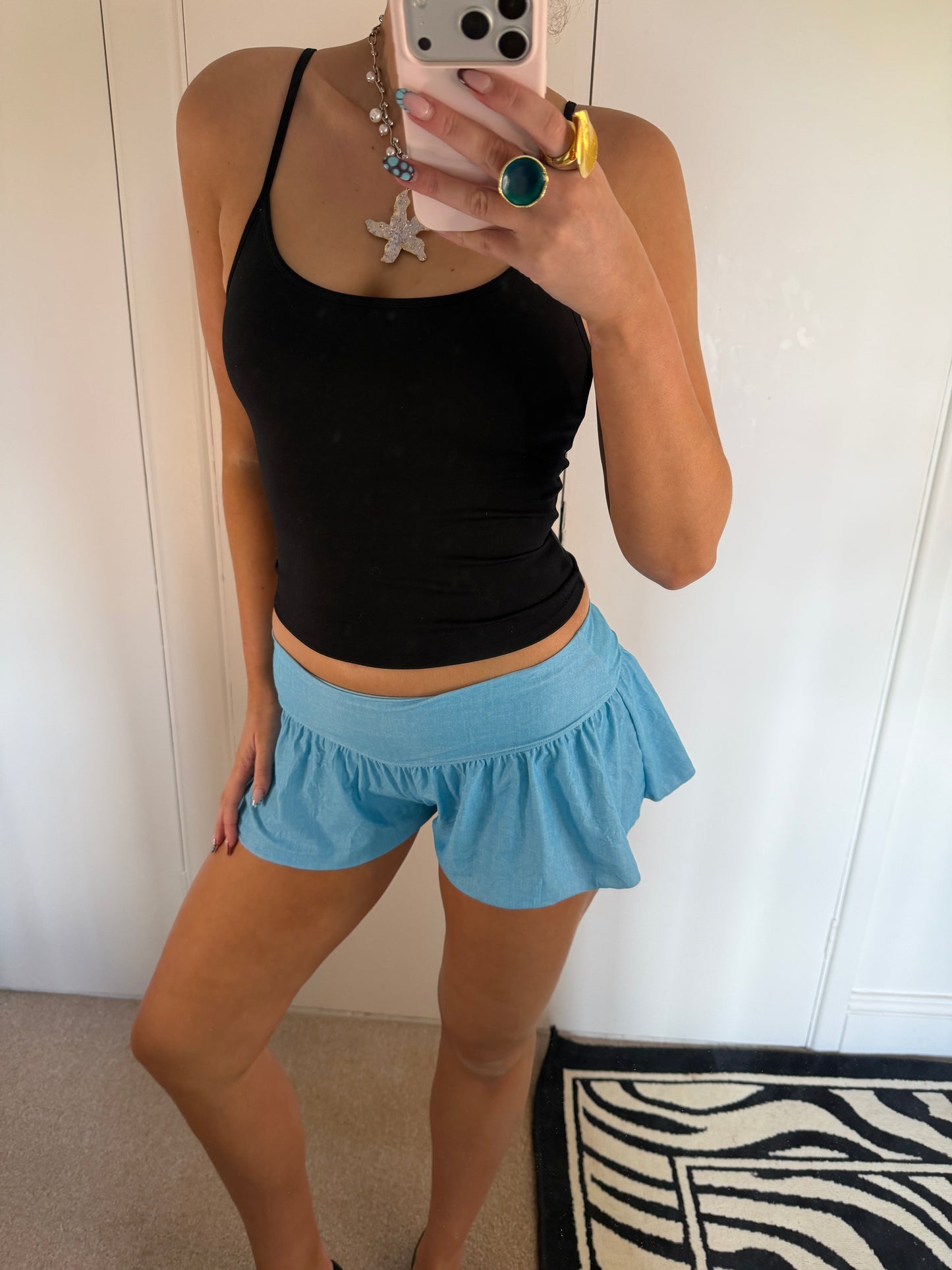 blue mini shorts