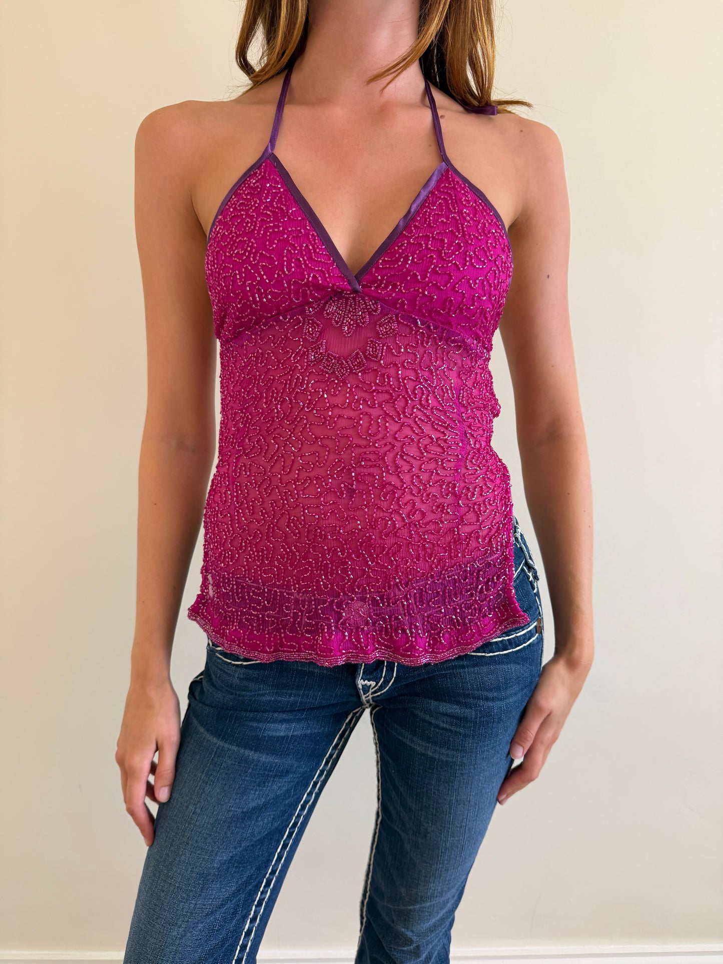 beaded backless top