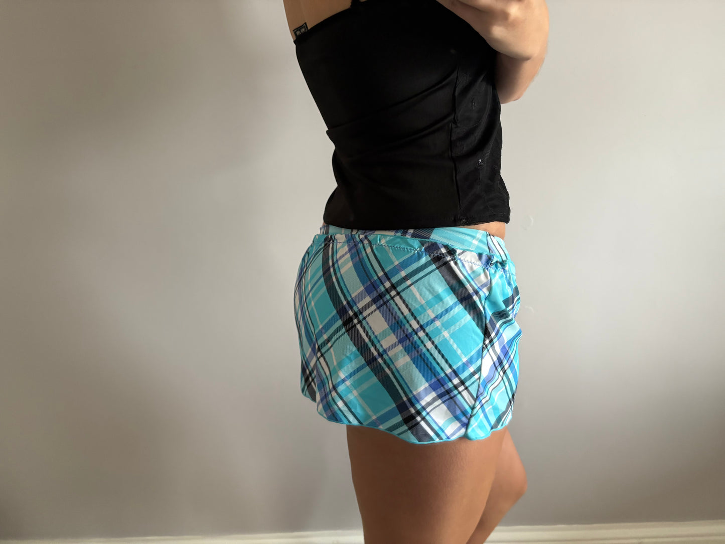checkered mini skirt