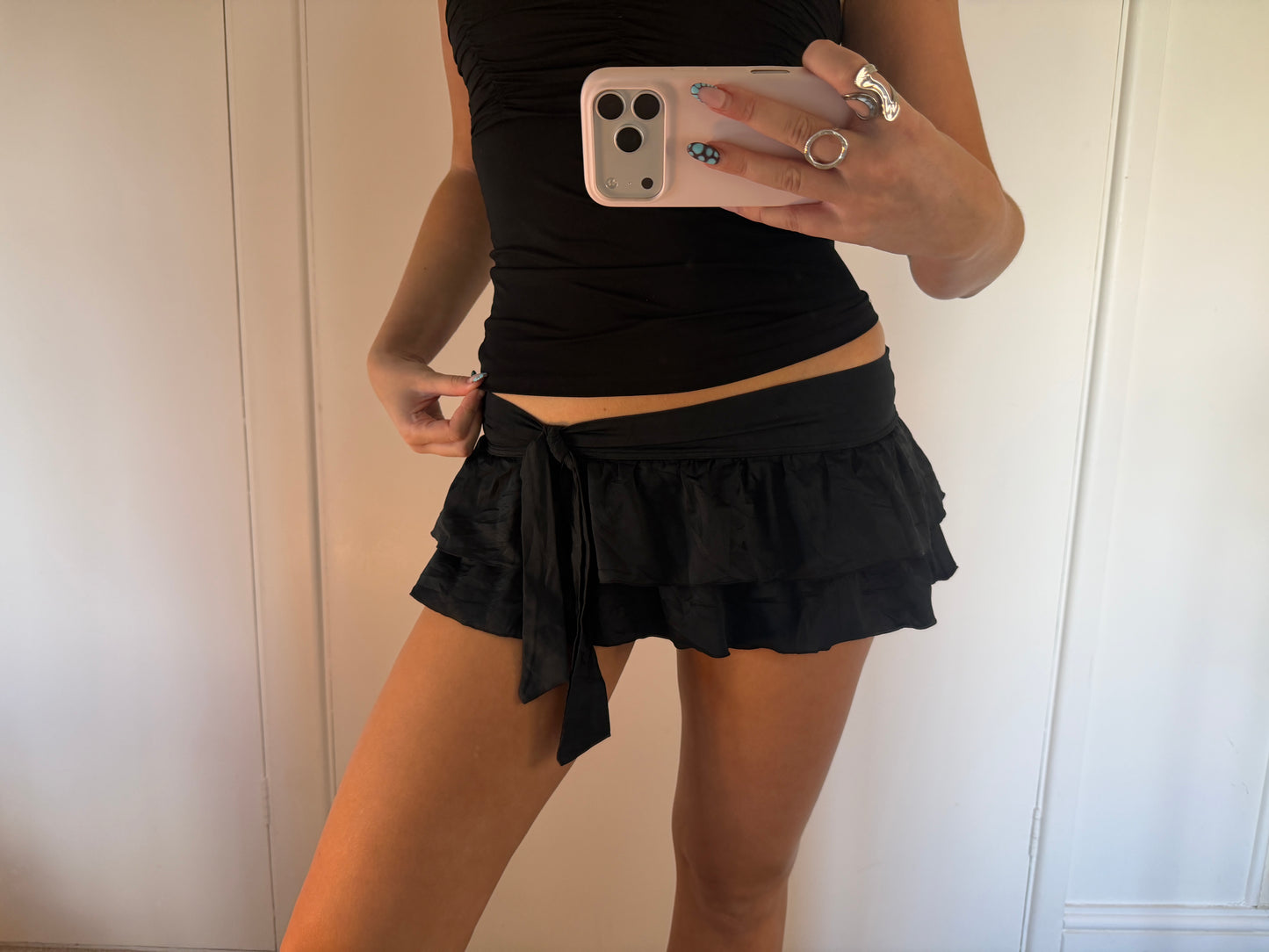 black mini skirt