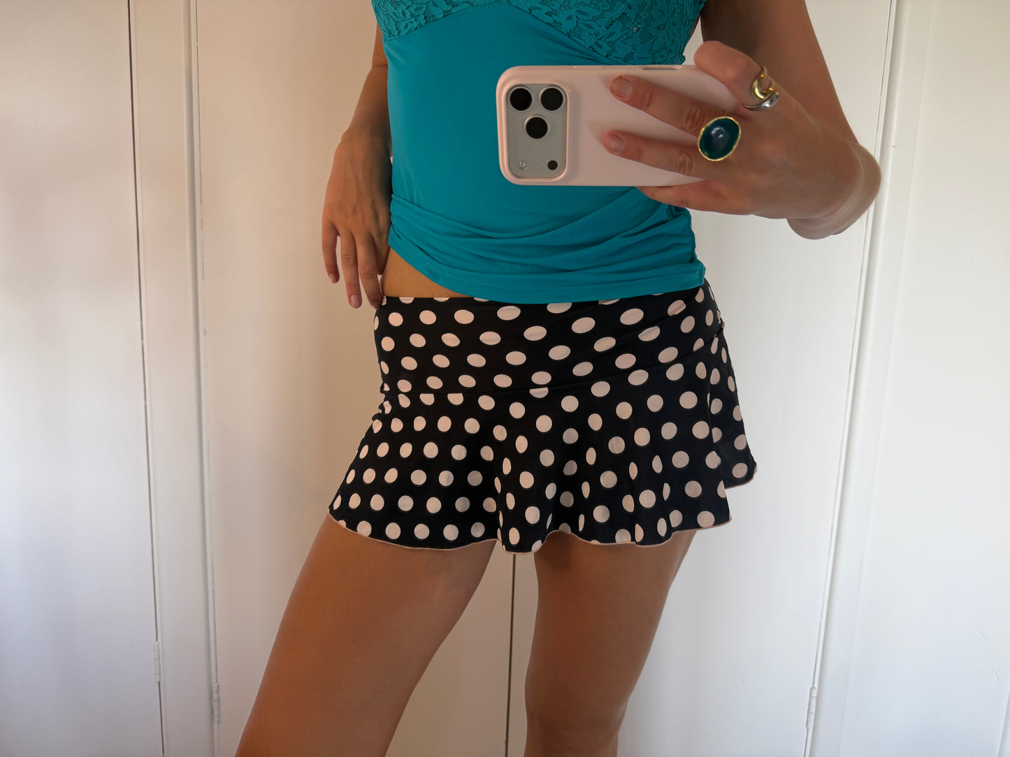 polka mini skirt