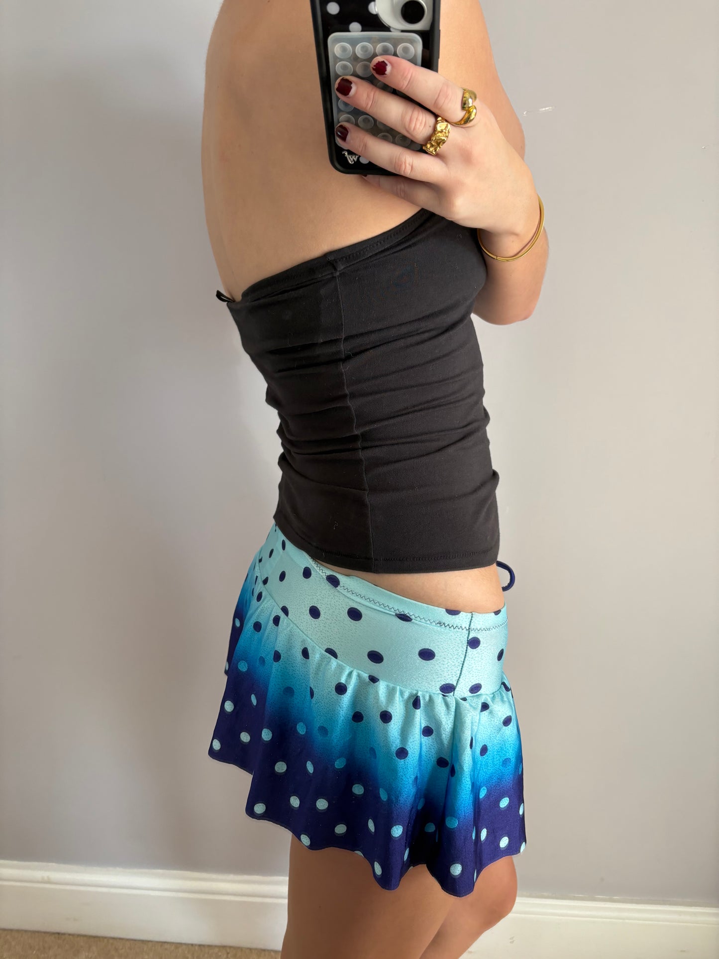 polka dot mini skirt