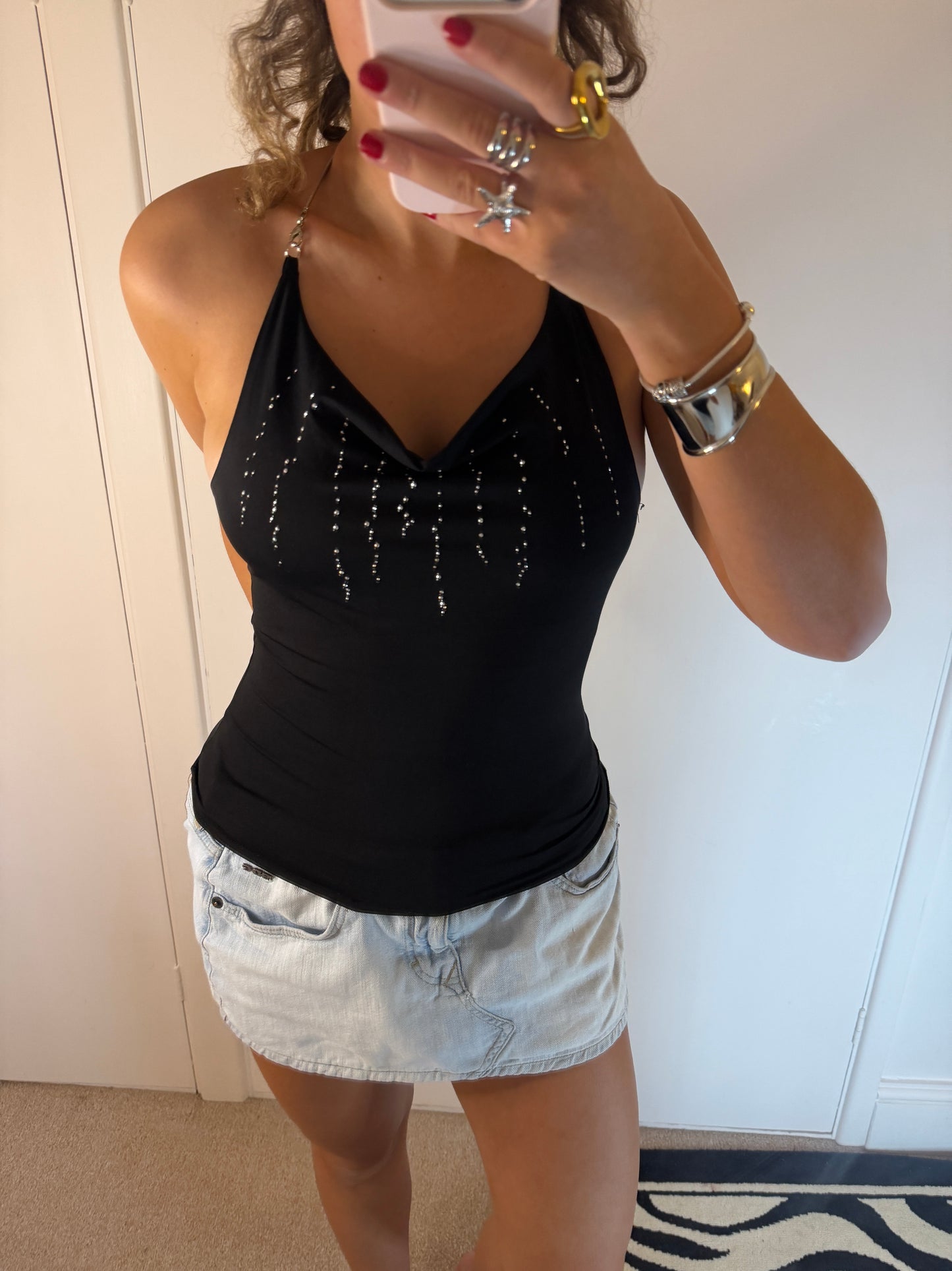 sequin halterneck
