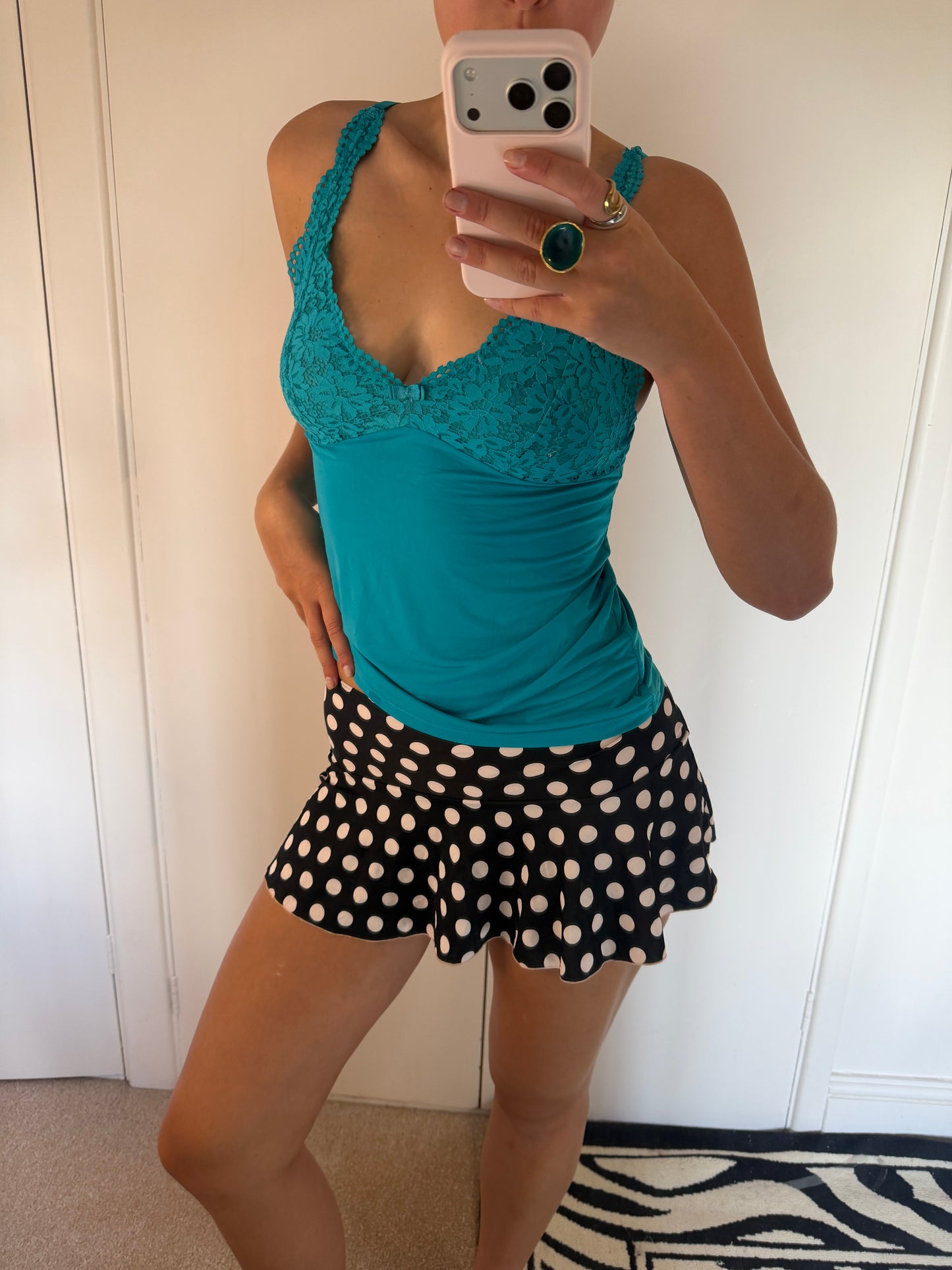 polka mini skirt